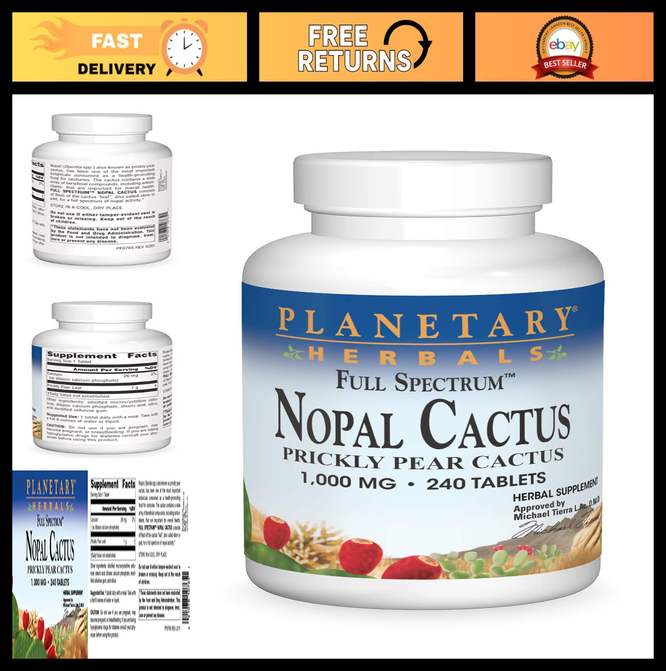 Full Spectrum Nopal Cactus 1000mg – 0.45 lb Dietary Supplement for Wellness