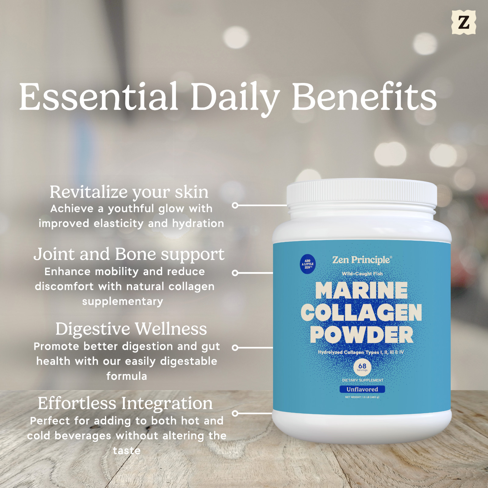 Marine Collagen Peptides Hydrolyzed. Wild-Caught Fish. All Natural 1.5 lb