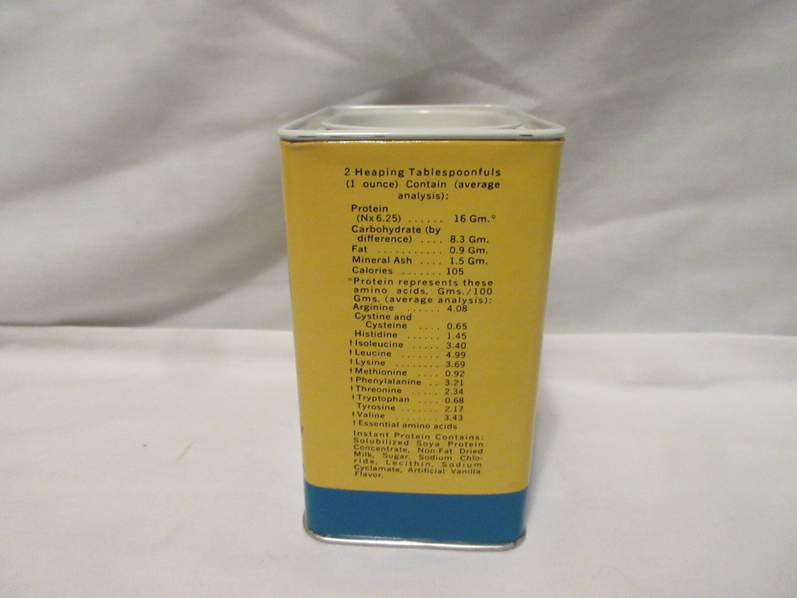 Vintage NOS Rexall Instant Protein Concentrate 8 oz. Cardboard With Metal Ends