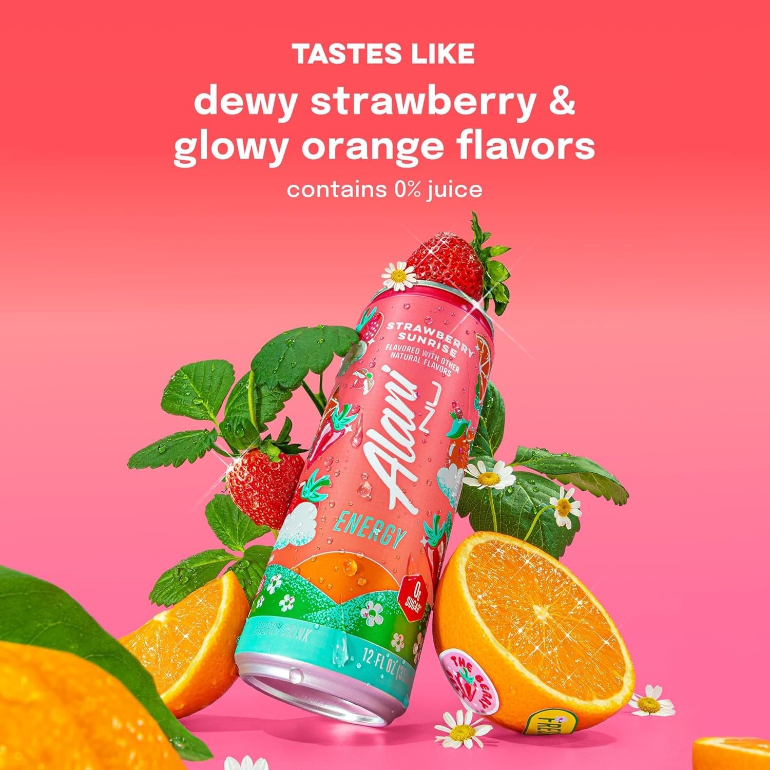 200mg Caffeine Strawberry Sunrise Energy Drink – Sugar Free, 12 Fl Oz Cans
