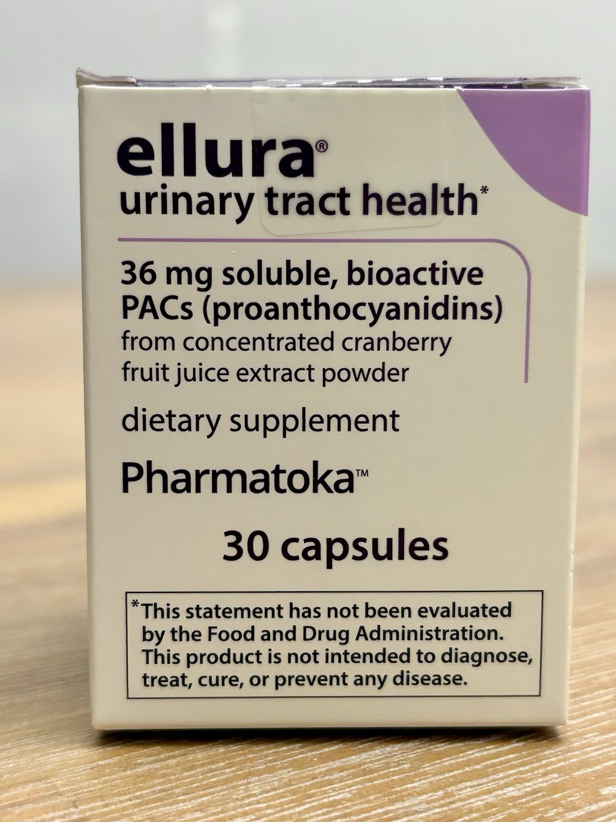 Ellura 36mg Bioactive PACs Cranberry Extract for UTI Support 30 Cap. Exp 2027/11