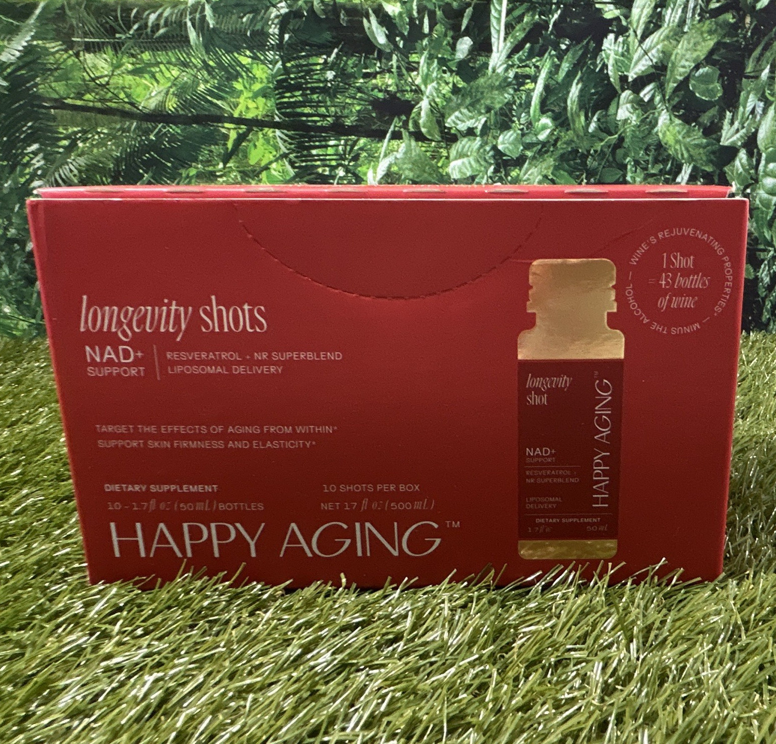 Happy Aging Longevity NAD+ Liquid Shots 10ct NR Resveratrol 1.7 fl oz