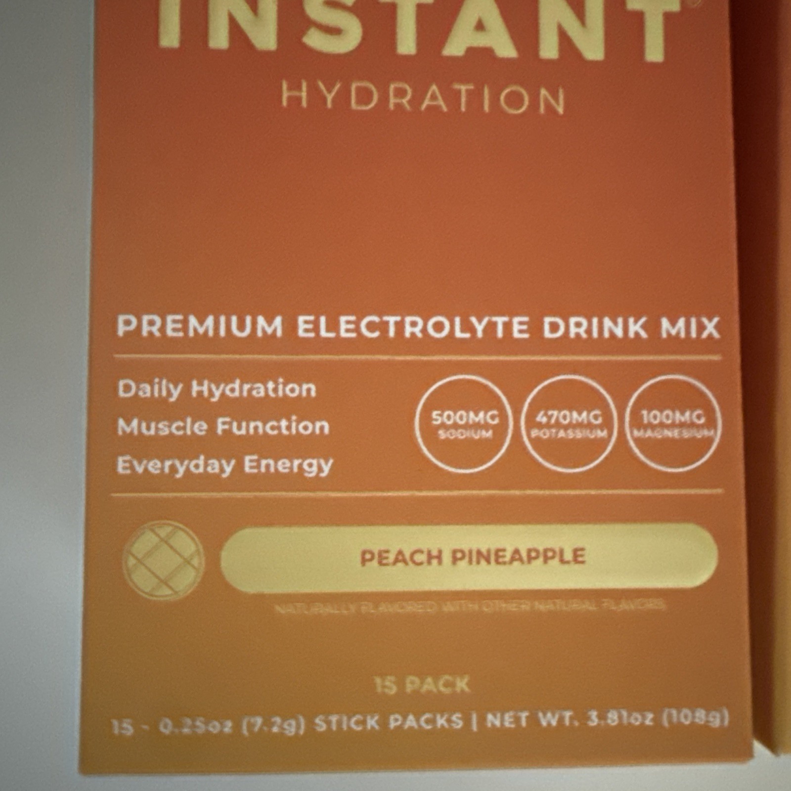 Instant Hydration Powder Packets – 2 Boxes OF 15 each TOTAL 30, PEACH/PINEAPPLE