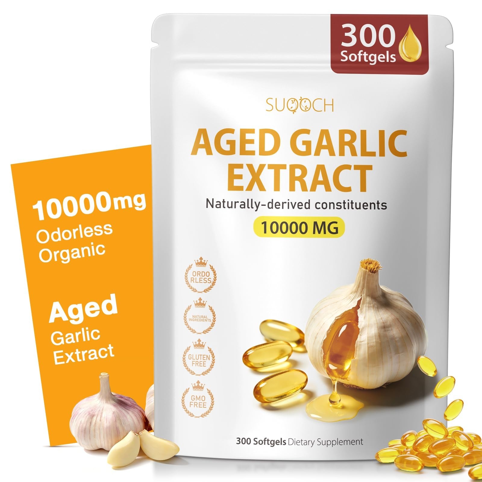 Aged Garlic Extract 300 Softgels – Non-GMO Daily Wellness & Heart Health Supplem