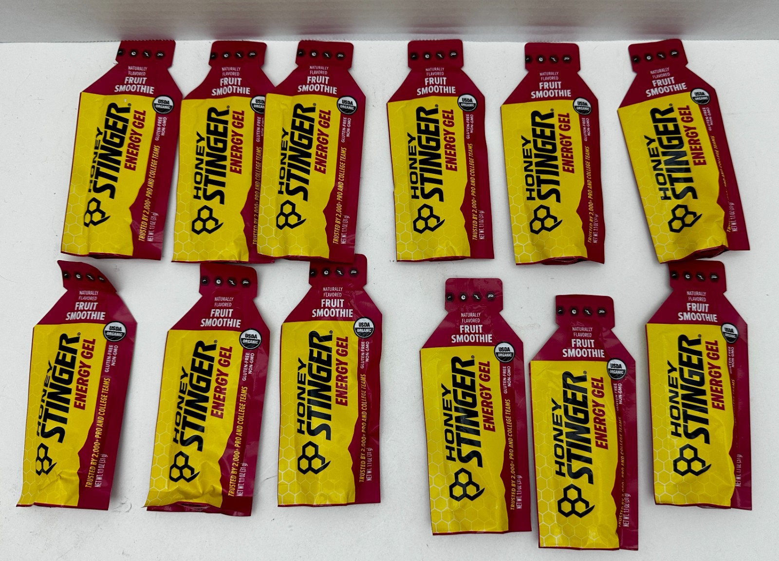 x12 Packs Honey Stinger Energy Gel Fruit Smoothie Organic BB: 3/2027