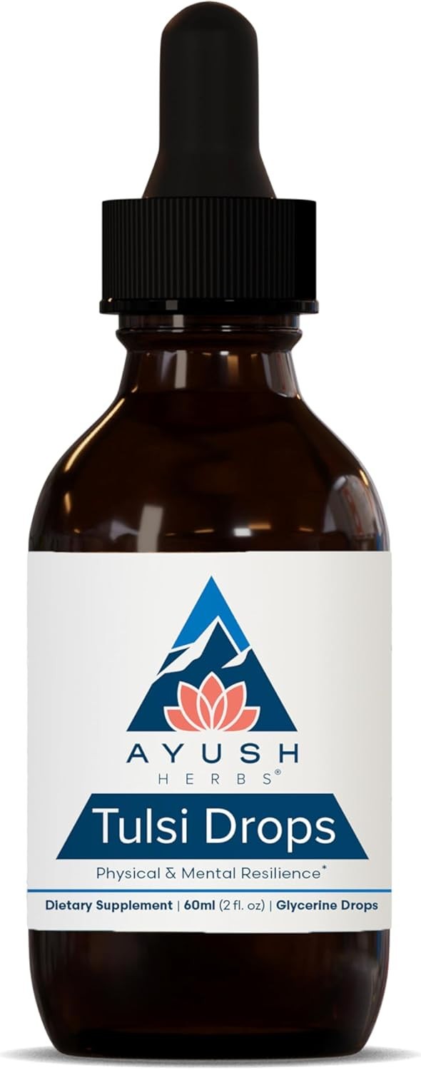Ayush Herbs Tulsi Drops for Kids, Adults – Immune, Focus, Calm – 2 fl oz