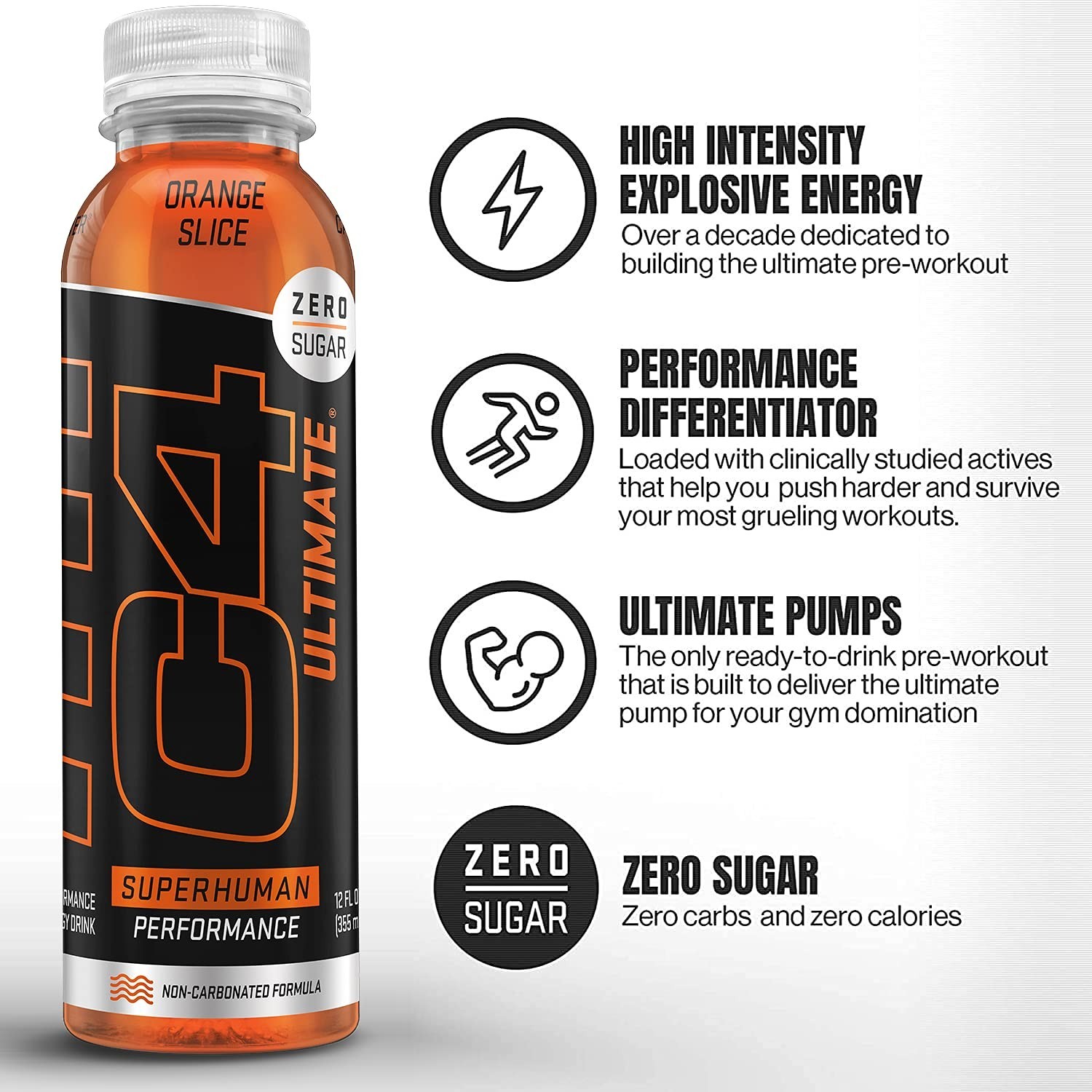 C4 Ultimate Non-Carbonated Zero Sugar Energy Drink, Pre Workout Drink + Beta …