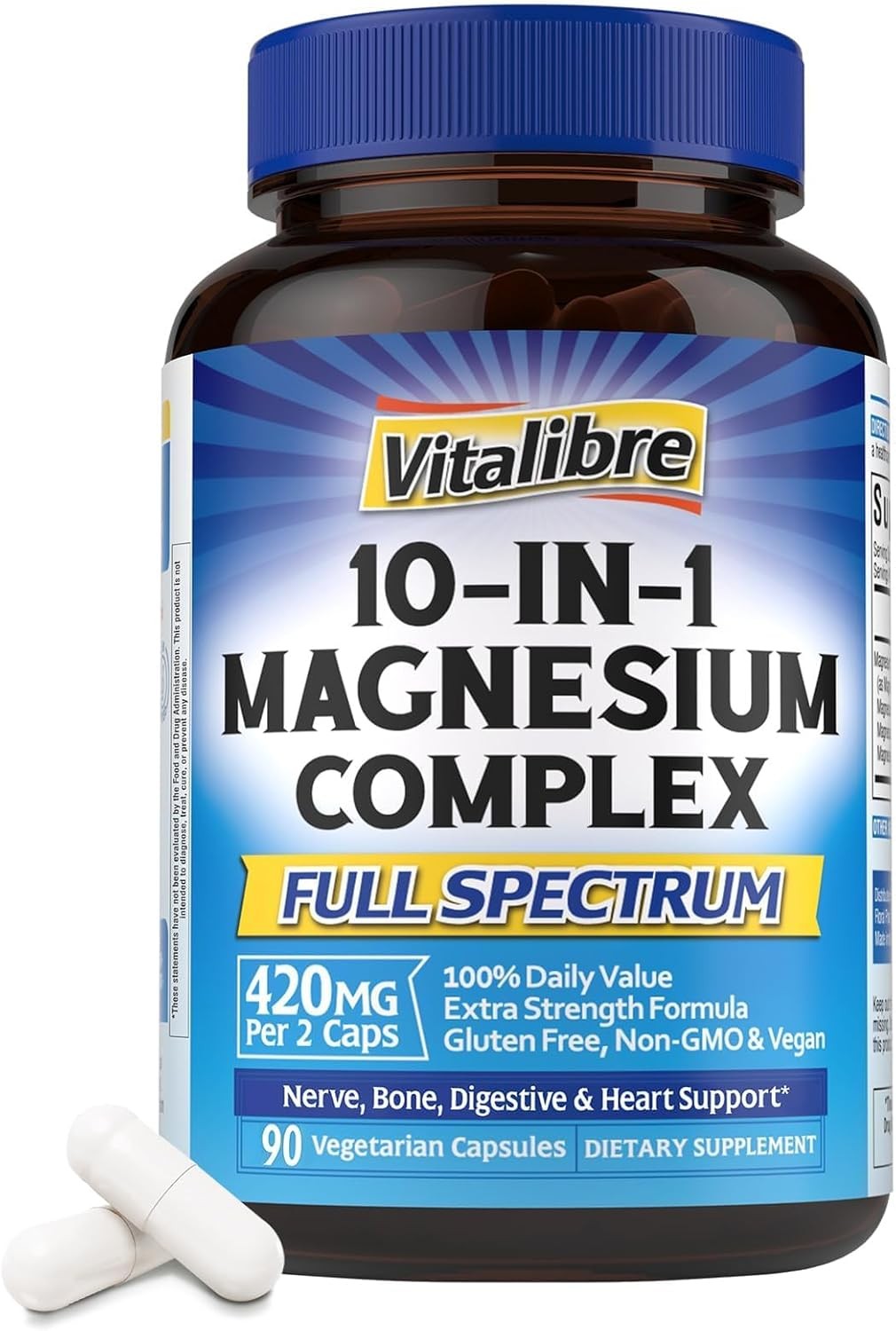 10 in1 Magnesium Complex,420Mg Elemental Magnesium Ultra Nerves&Heart Health 120
