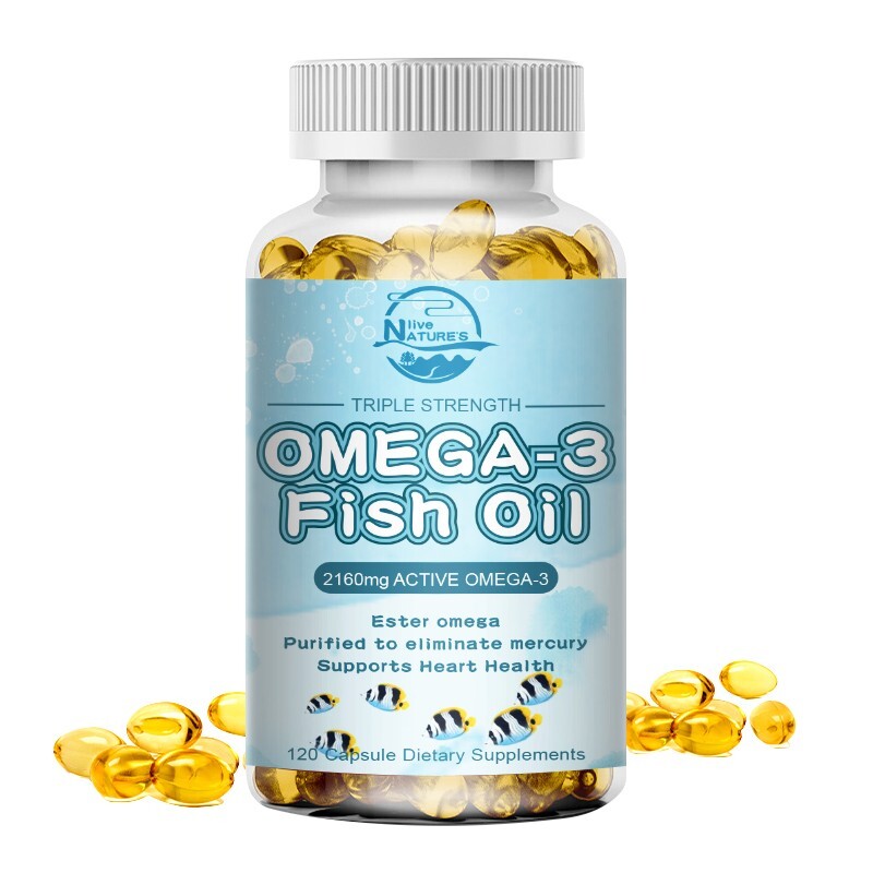 2 Packs Omega 3 Fish Oil Capsules 3x Strength 2160mg EPA & DHA Highest Potency
