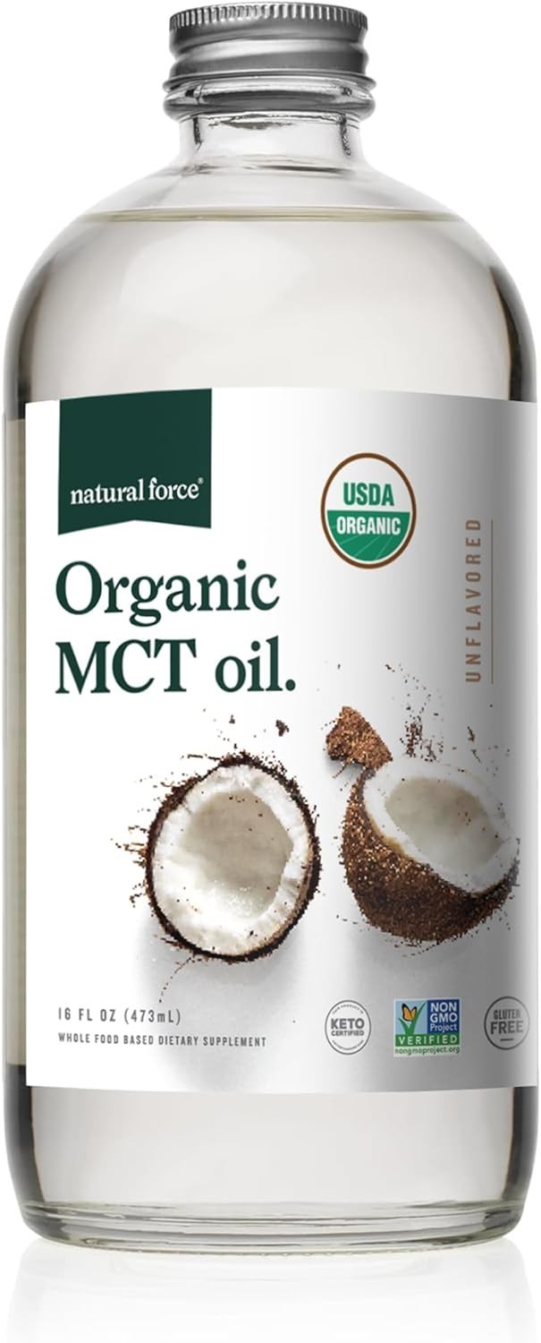 Organic MCT Oil-Pure Glass Bottle-Made from 100% Cold Pressed Virgin Coconut Oil
