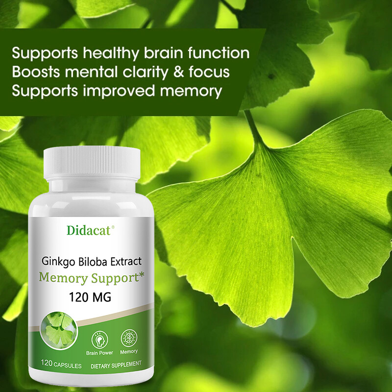 Ginkgo Biloba Extract 120mg Vegan Capsules – Brain Booster Gluten Free & Non-GMO