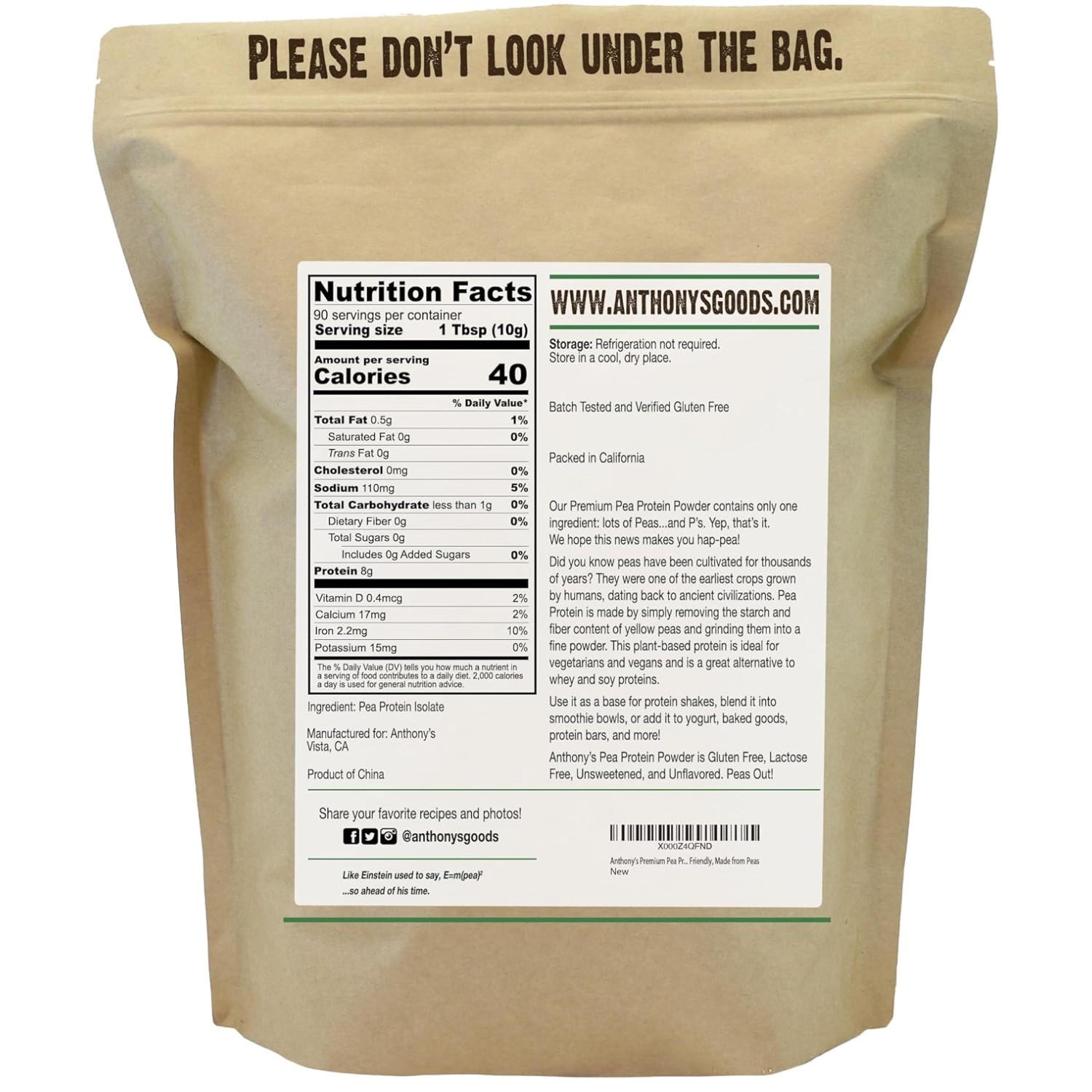 Lactose Free Pea Protein Isolate