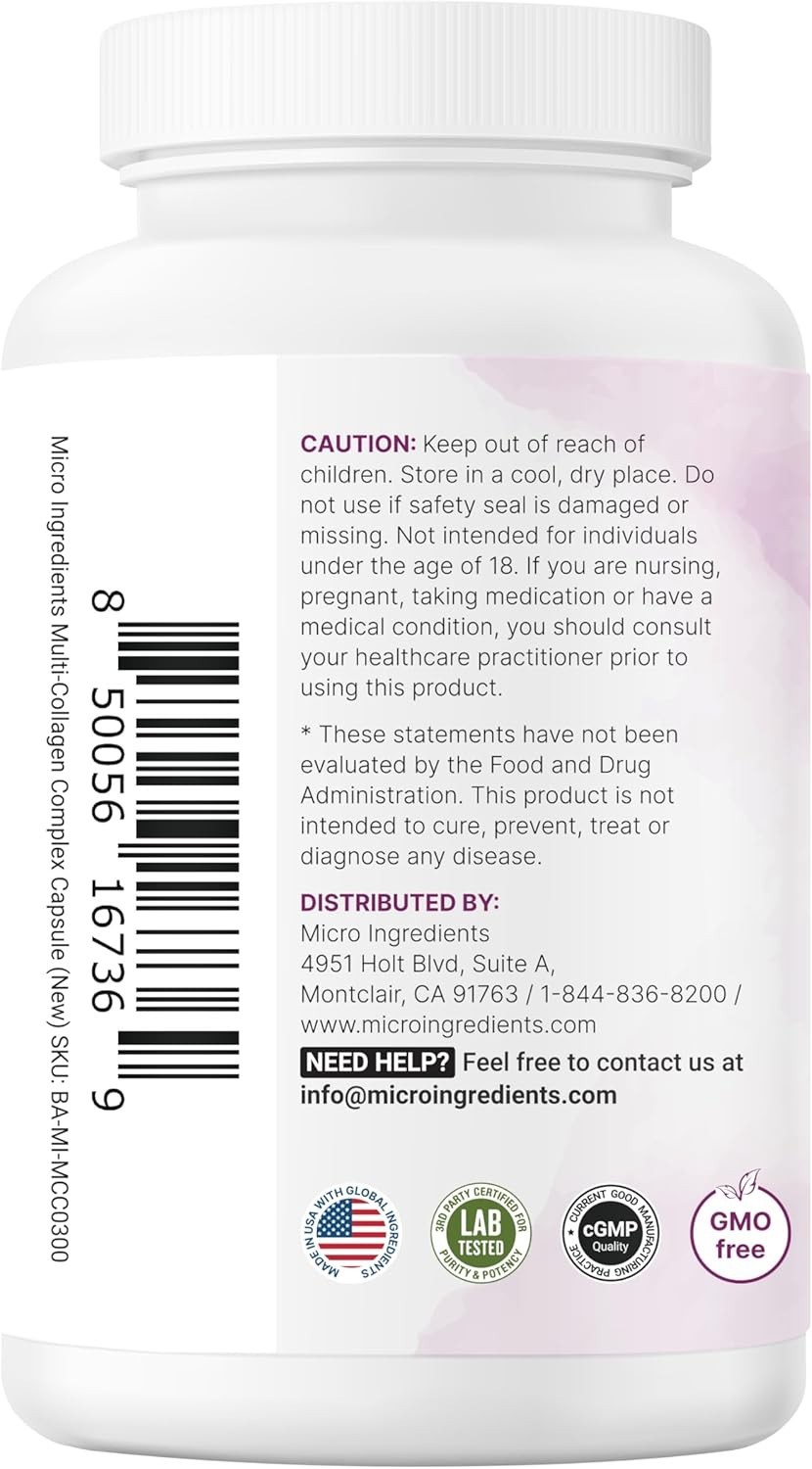 Multi Collagen Capsules – 240 Count, Hydration & Youthful Skin Support