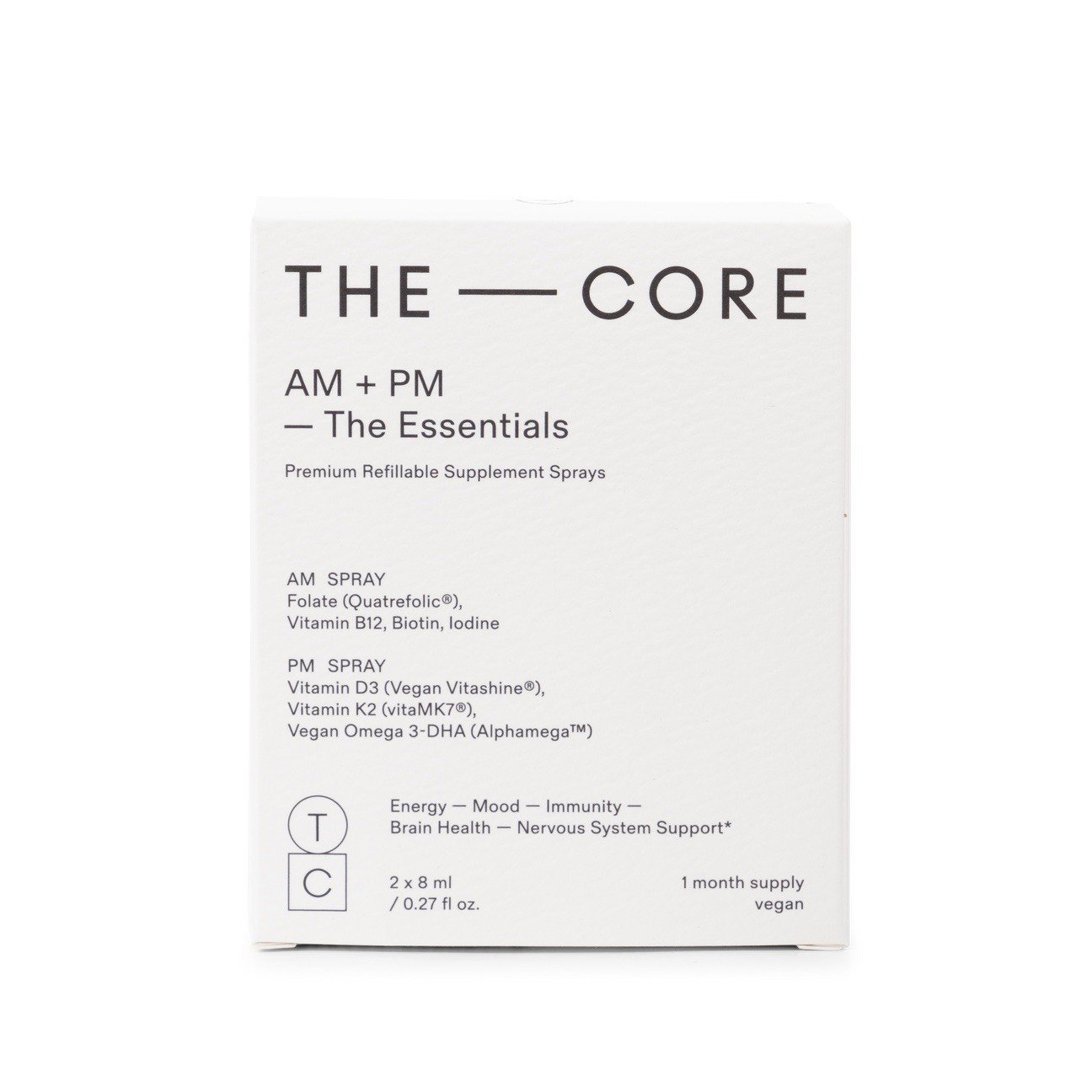 THE CORE AM+PM – The Essentials Supplement Spray – New – Expiration 12/2025