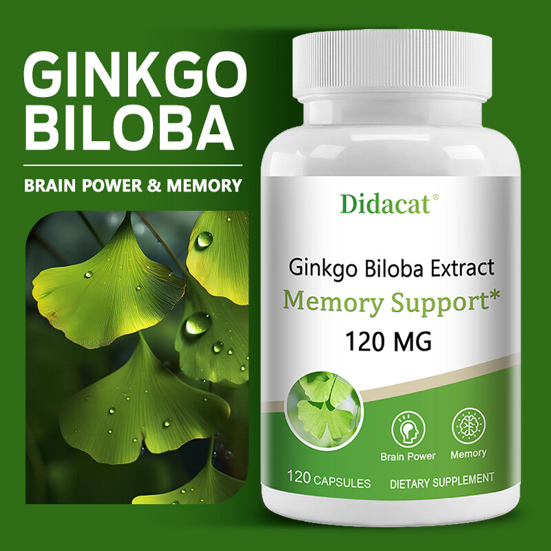 Ginkgo Biloba Extract 120mg Vegan Capsules – Brain Booster Gluten Free & Non-GMO
