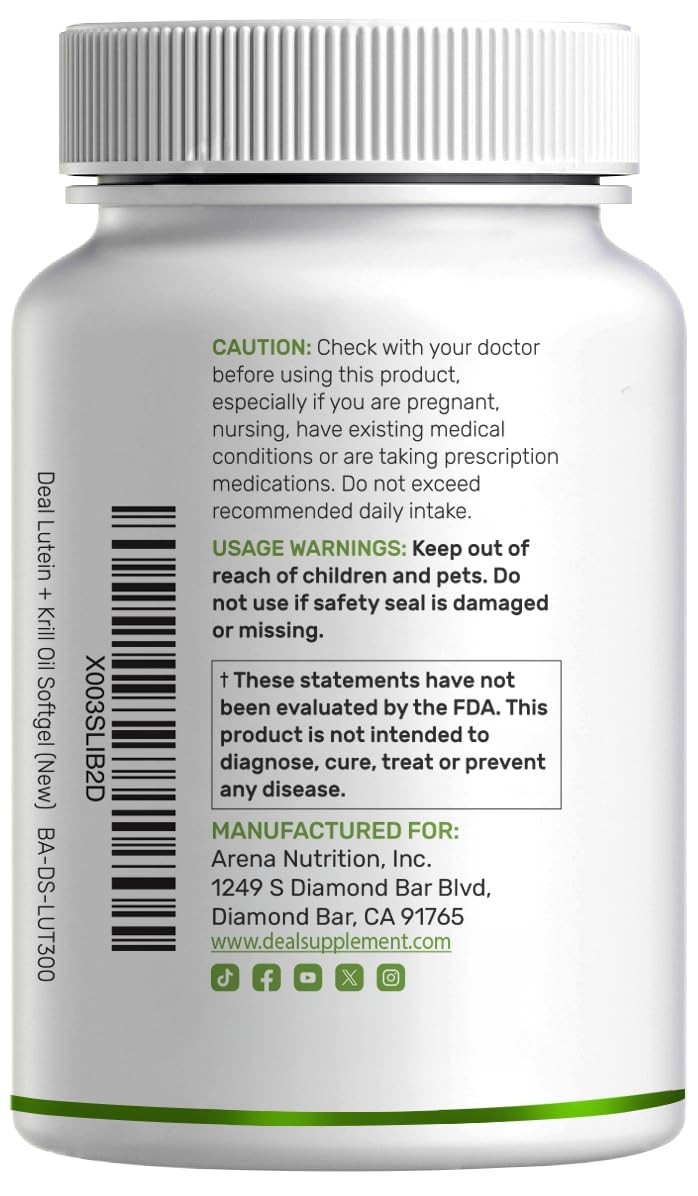 Lutein Zeaxanthin Supplements 40mg, 300 Softgels with Astaxanthin Omega-3s Non-G