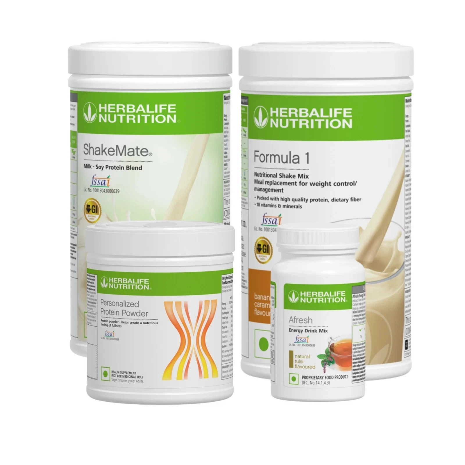 HERBALIFE COMBO SET (SHAKEMATE, BANANA CARAMEL PROTEIN 200GM, AFRESH) BEST PRICE