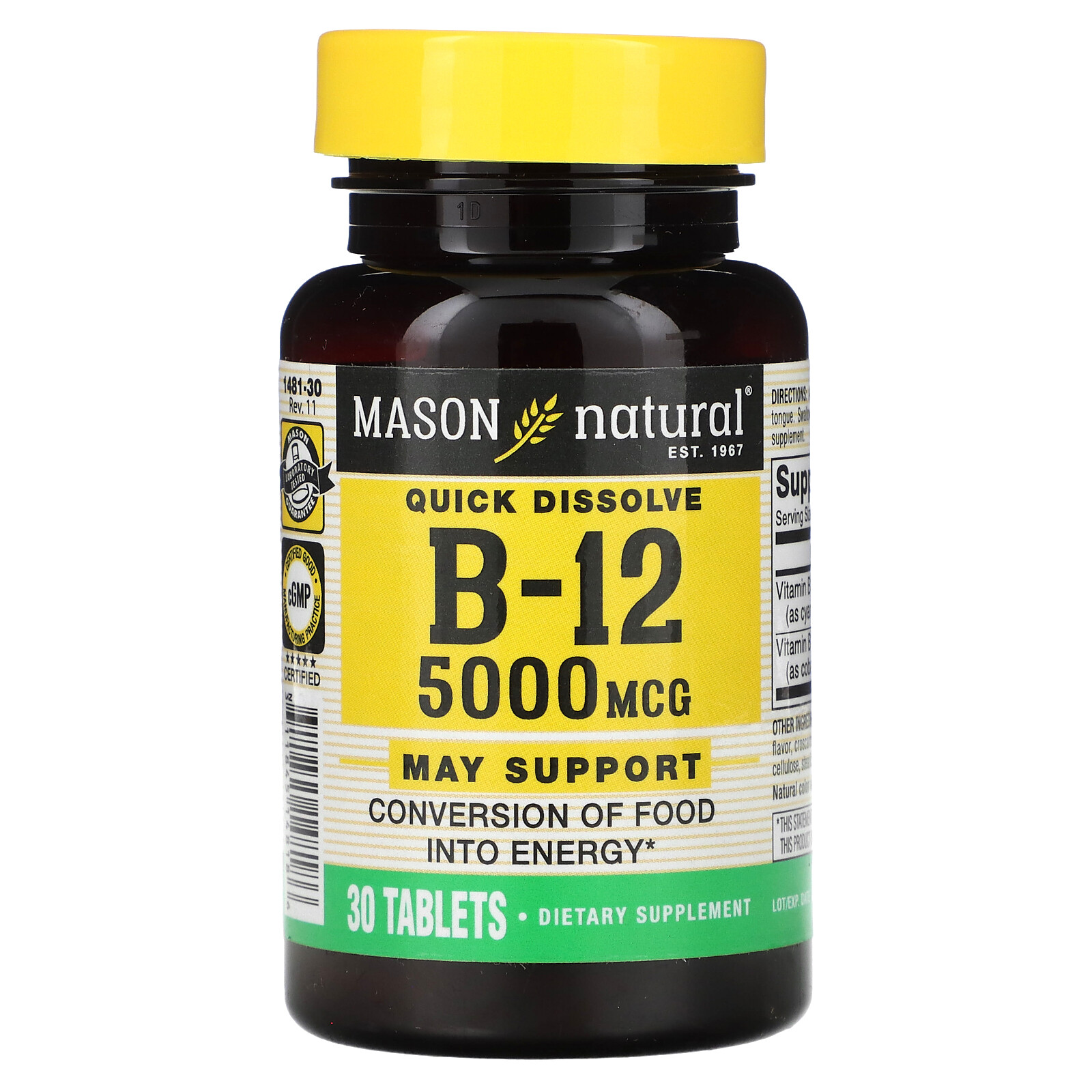 Quick Dissolve, Vitamin B-12, 5,000 mcg, 30 Tablets