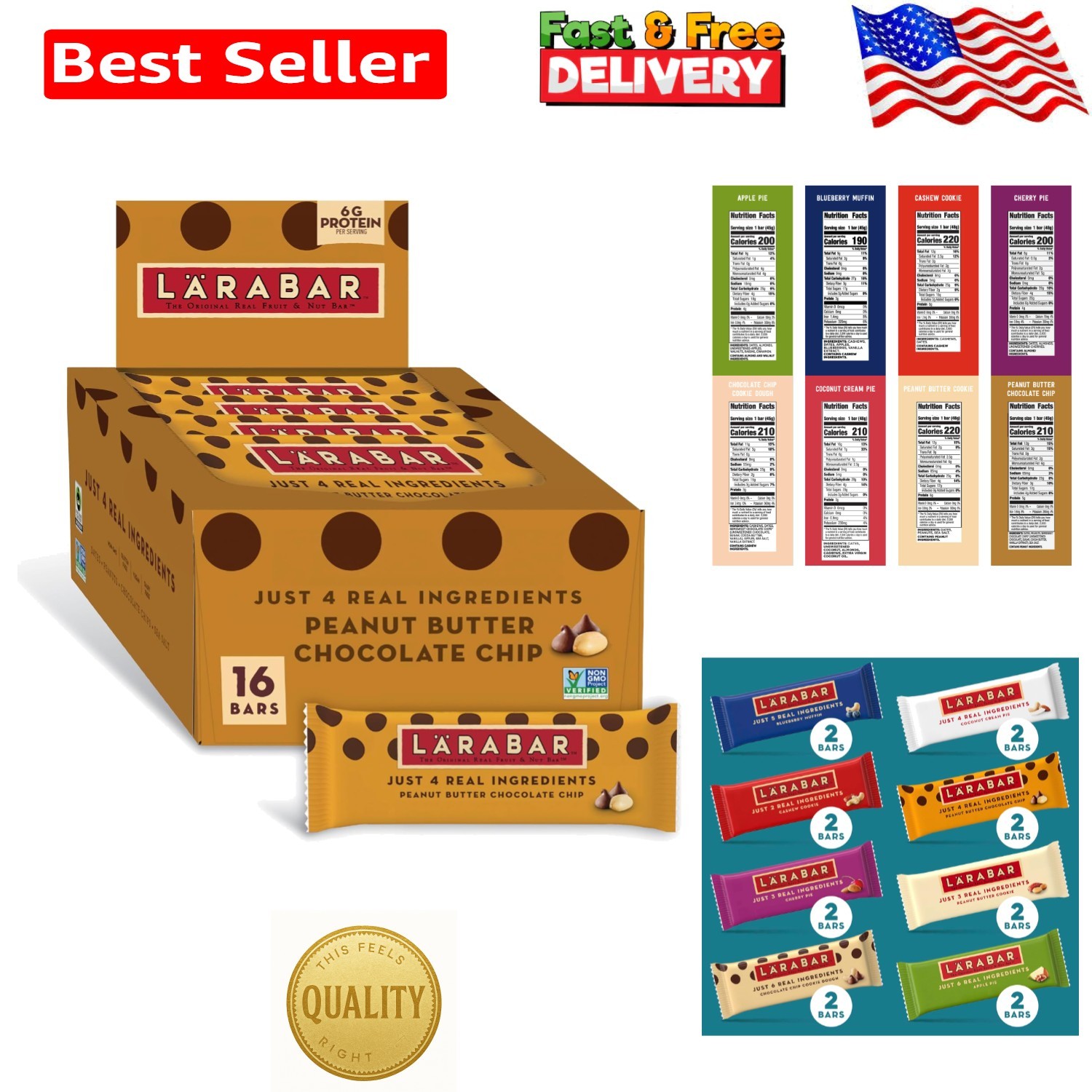 Larabar Fruit and Nut Bars Variety Pack, Gluten Free and , 26.4 oz, 16 Ct