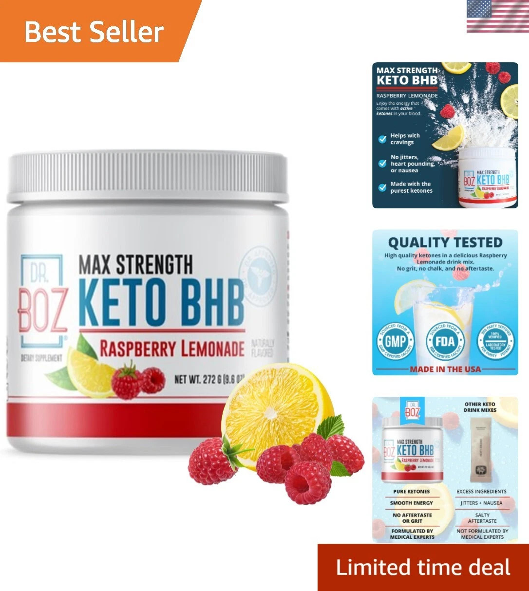 latest Keto Increase Powder Raspberry Lemonade 20 Servings Ketones Drink BHB ene