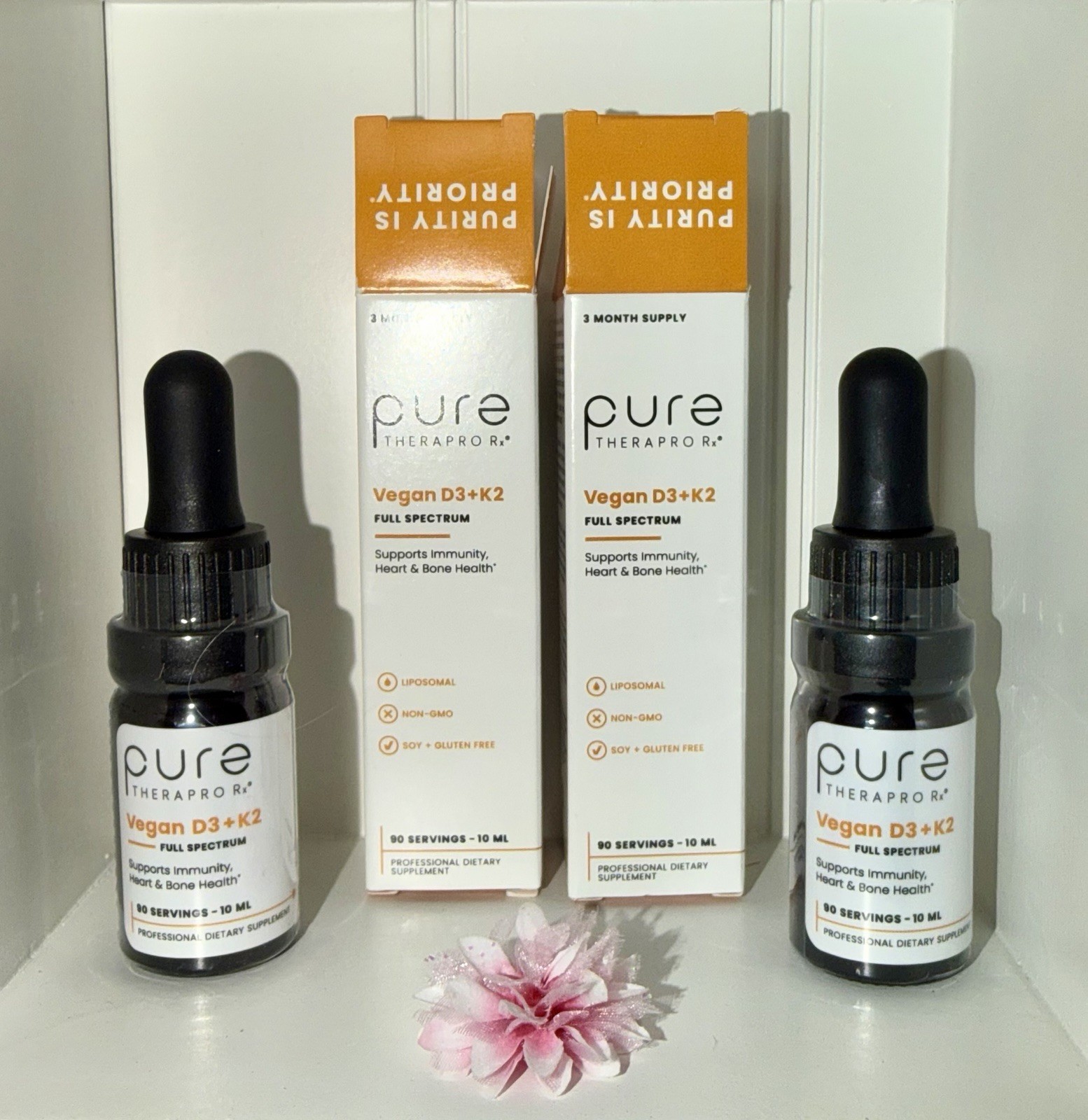 Pure Therapro Rx Vegan D3 + K2 Organic 100% Liposomal 10Ml 2pk Ex 5/27 Sealed !