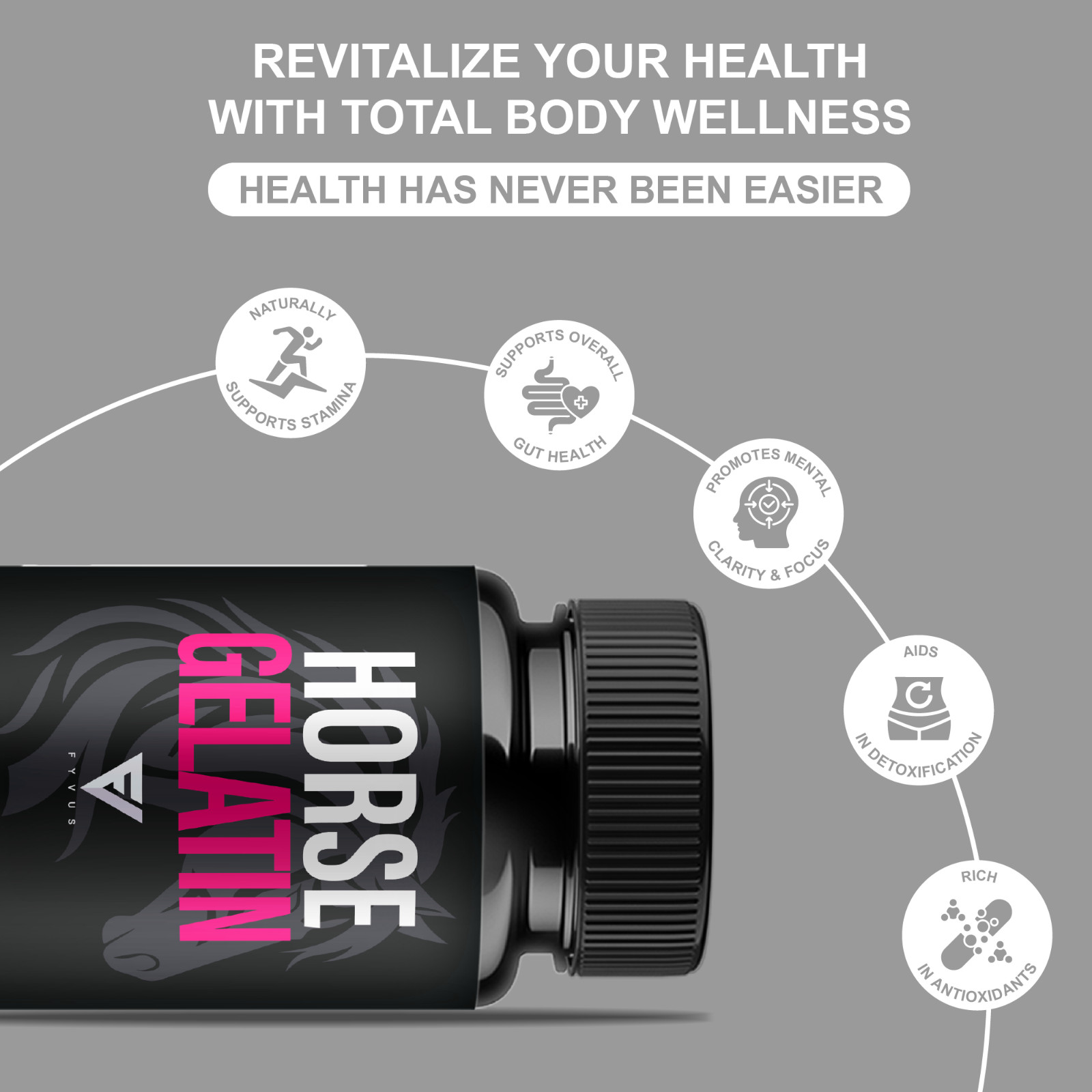 Horse Gelatin Performance Capsules, Horse Gelatin Pills (60 Capsules)