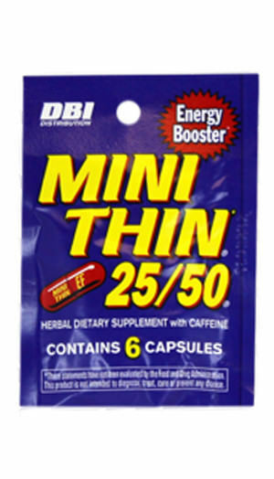 Mini Thin 25/50 25 50 Energy – 5 PACKS – Diet Herbal Caffeine 6 Capsules Pr Pack