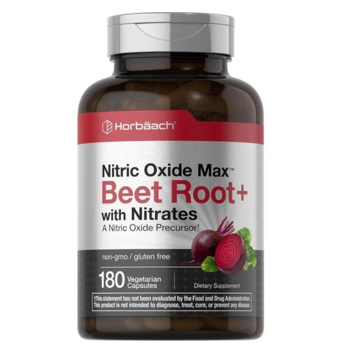 Horbäach Beet Root Nitric Oxide – 180 Caps, Vegetarian, Non-GMO, Gluten Free