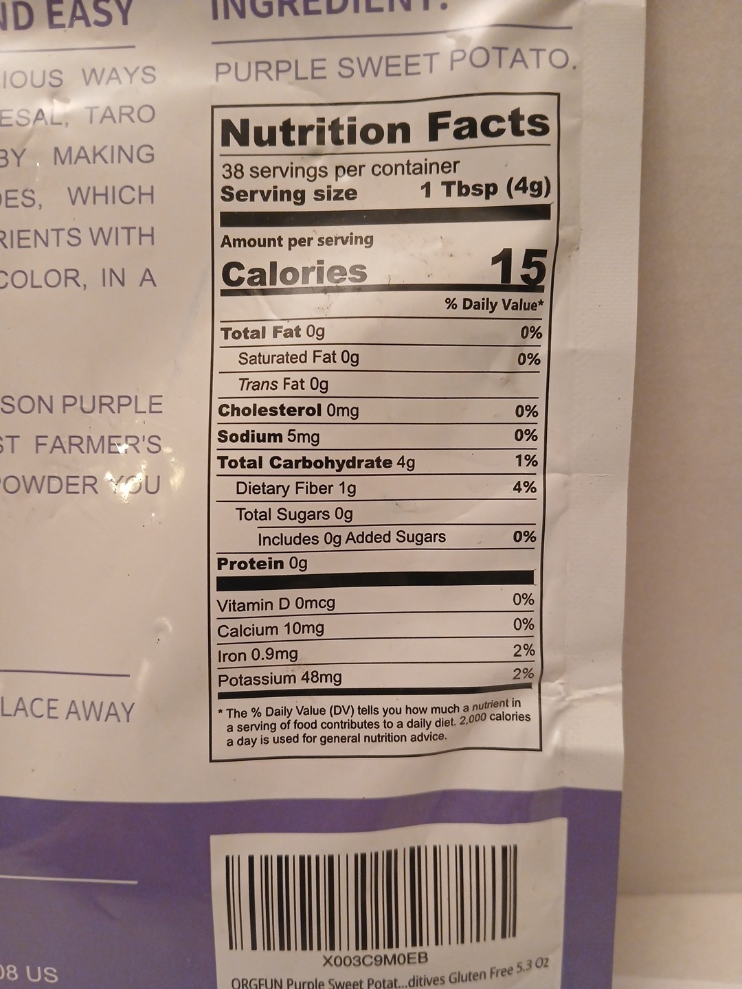 Purple Sweet Potato Powder 5.3 oz Gluten Free Vegan Non-GMO