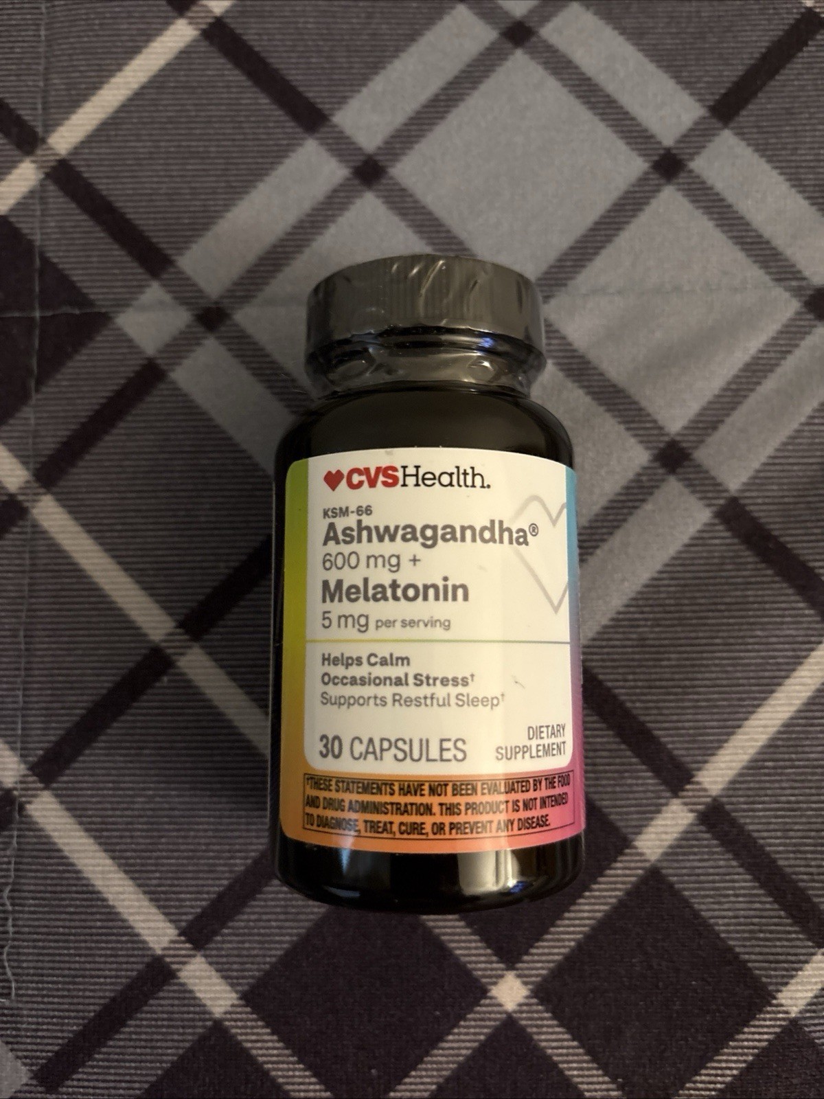 Ashwagandha 600mg Melatonin 5 mg 30 Capsules Expiration Date 12/2027
