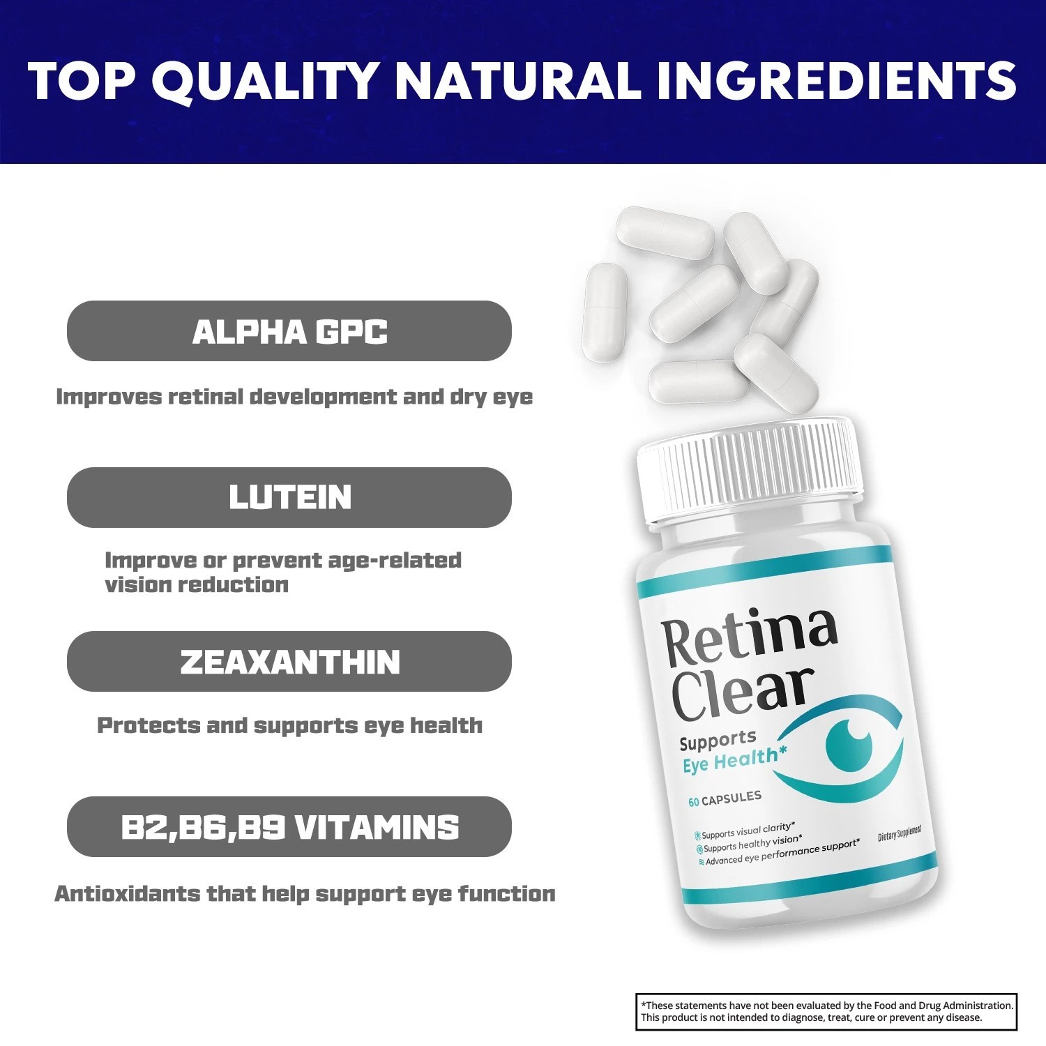 (3 Pack) Retina Clear Capsule Supplement Pills, RetinaClear Eye Wellness