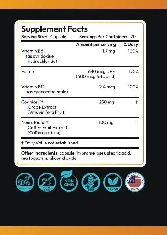 BrainovaPhirst Brain Support Supplement – Memory, Focus & Clarity – 120 Caps US