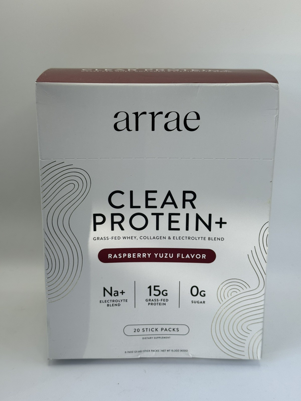 Arrae Clear Protein Plus 15g Grass-Fed Raspberry Yuzu 20 Ct Zero Sugar