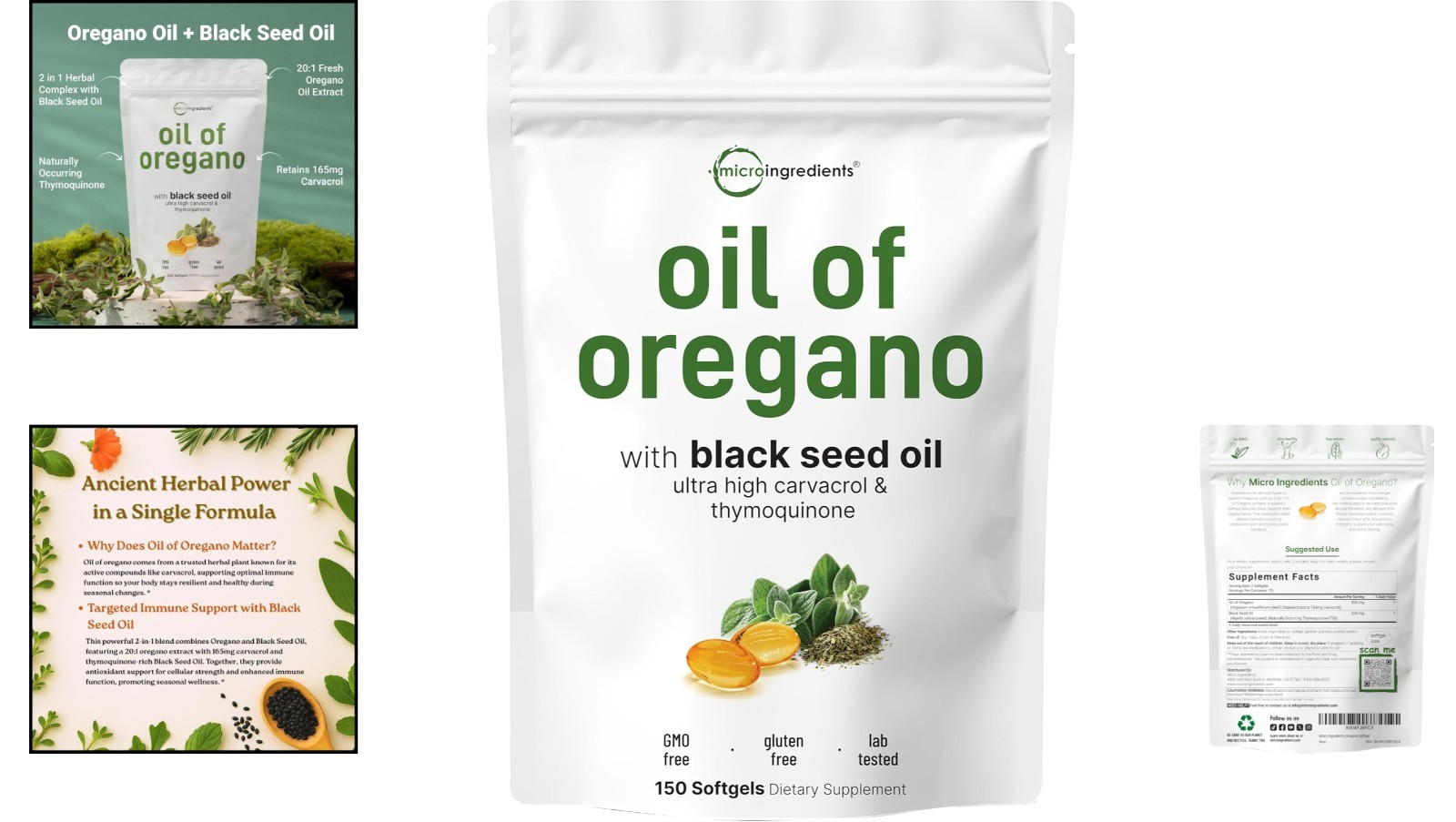 Plant-Based Oil of Oregano Softgels with Black Seed Oil | 75-Day Supply