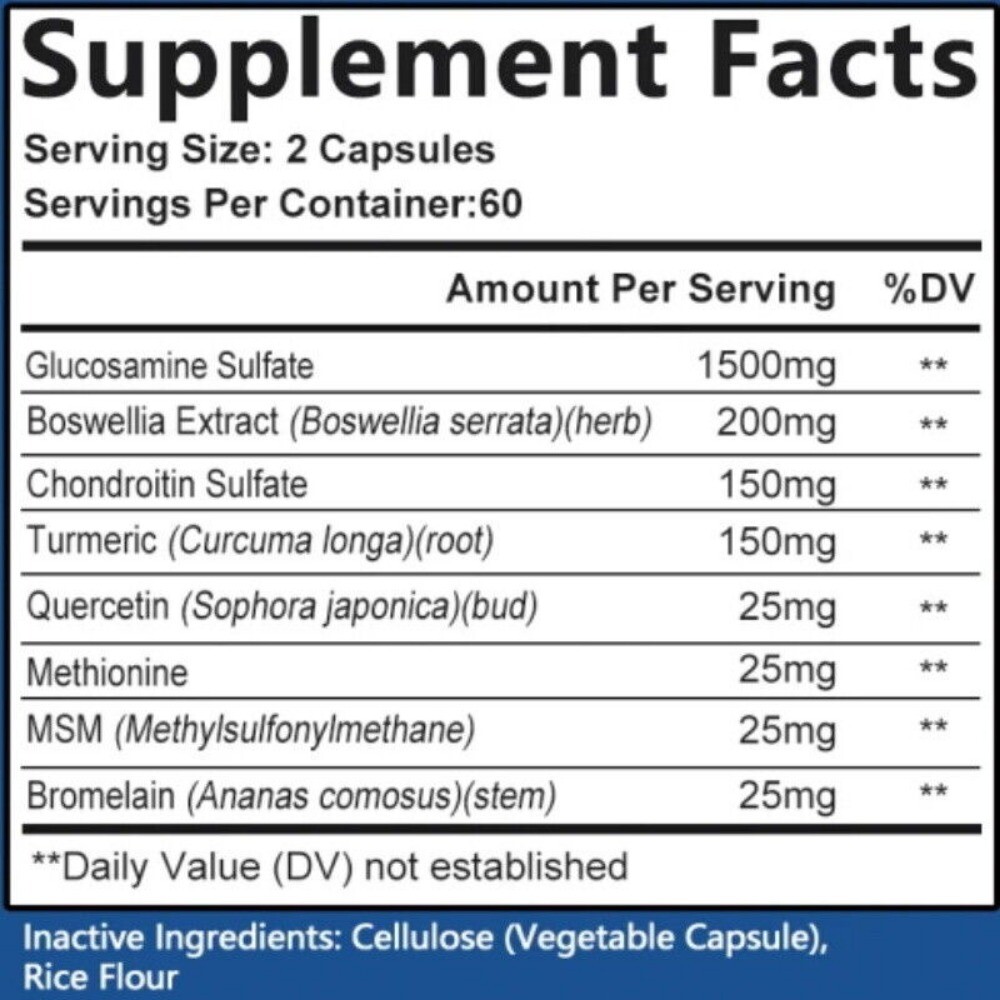 Triple Strength Glucosamine Chondroitin MSM Turmeric Joint Support 120 Capsules