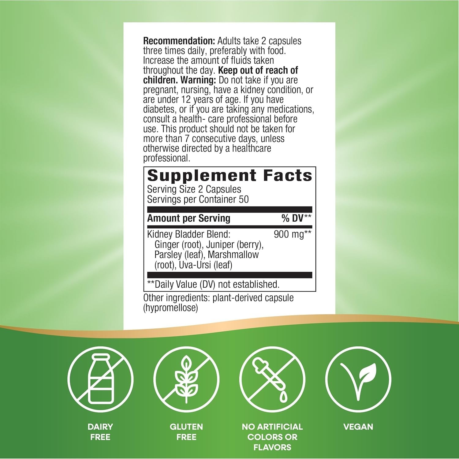 Kidney Bladder Premium Blend, Traditional Herbs Supplement, 900 Mg per 2-Capsule