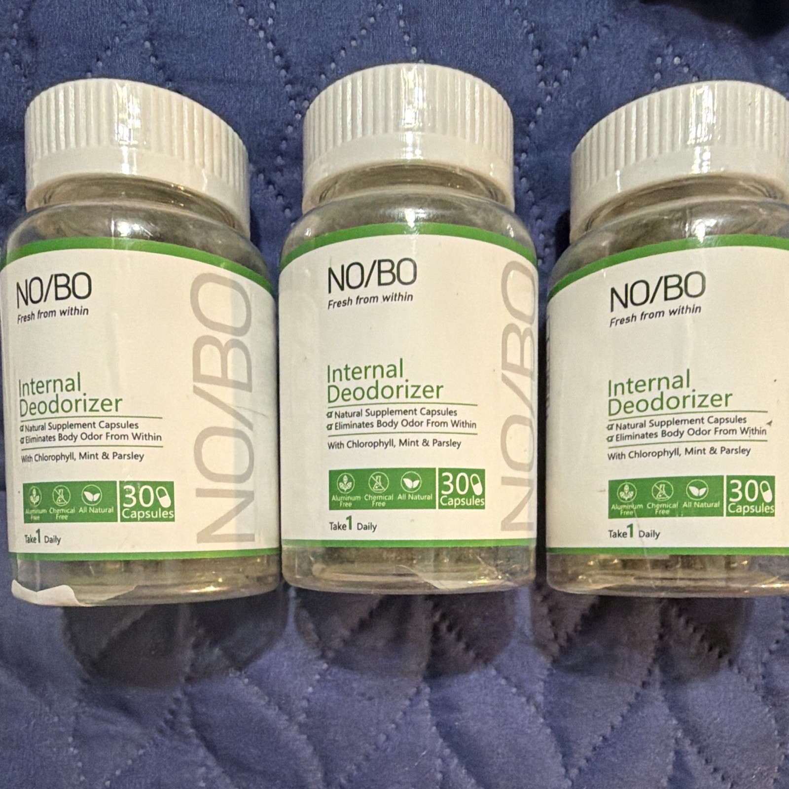 NO/BO Internal Deodorizer Capsules, Body Odor Control, Aluminum-Free 3-30 Ct.