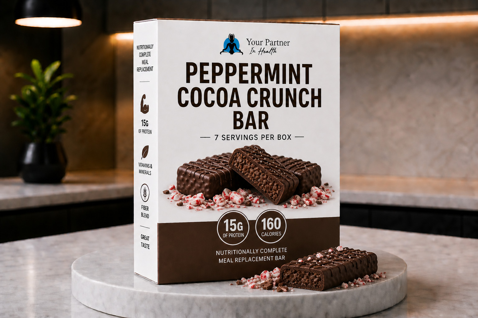 PEPPERMINT COCOA CRUNCH BARS – 6 BOXES/42 SERVINGS – SIMILAR TO OPTIFAST BARS