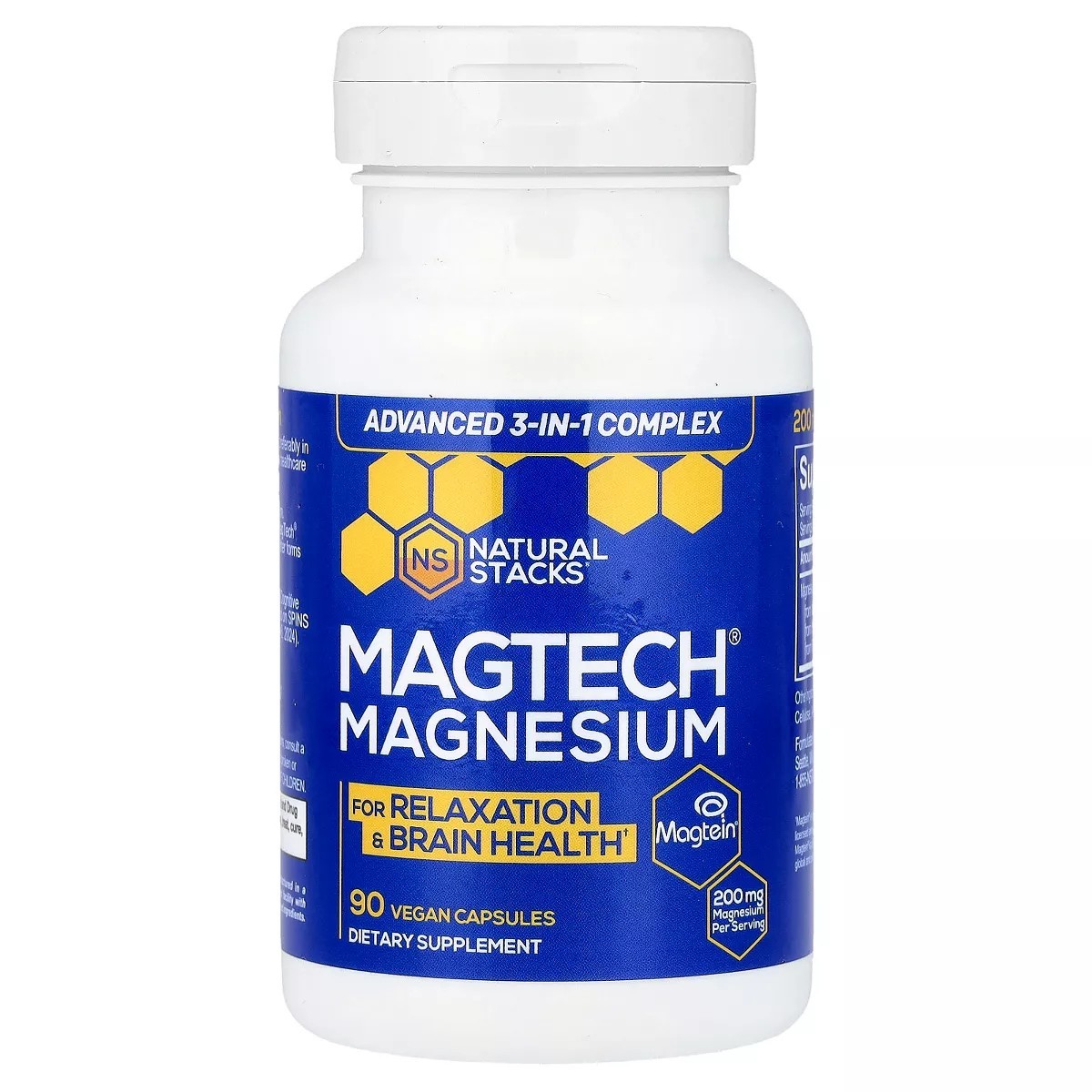 Natural Stacks – MagTech Magnesium Complex 90 Caps Magtein, Brain, Relaxation