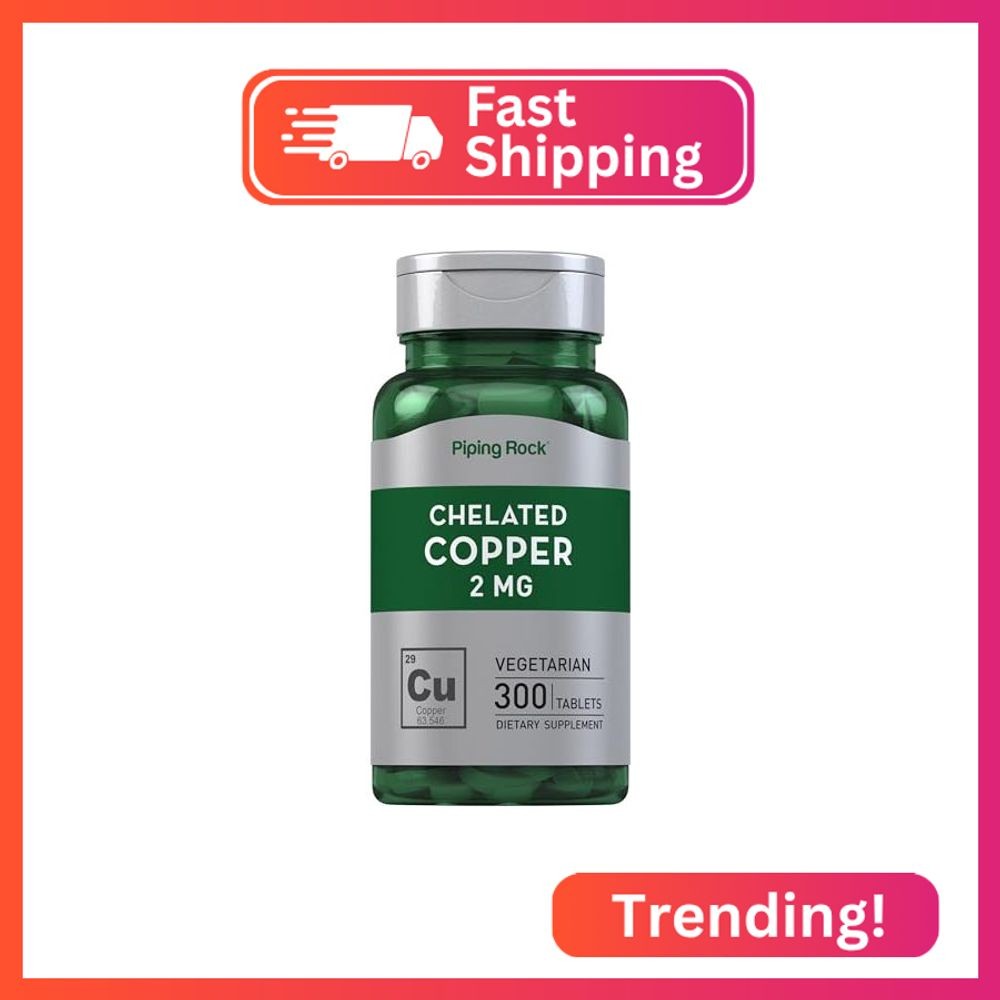 Piping Rock Chelated Copper 2 mg Supplement | 300 Tablets | Vegetarian, Non-GMO,