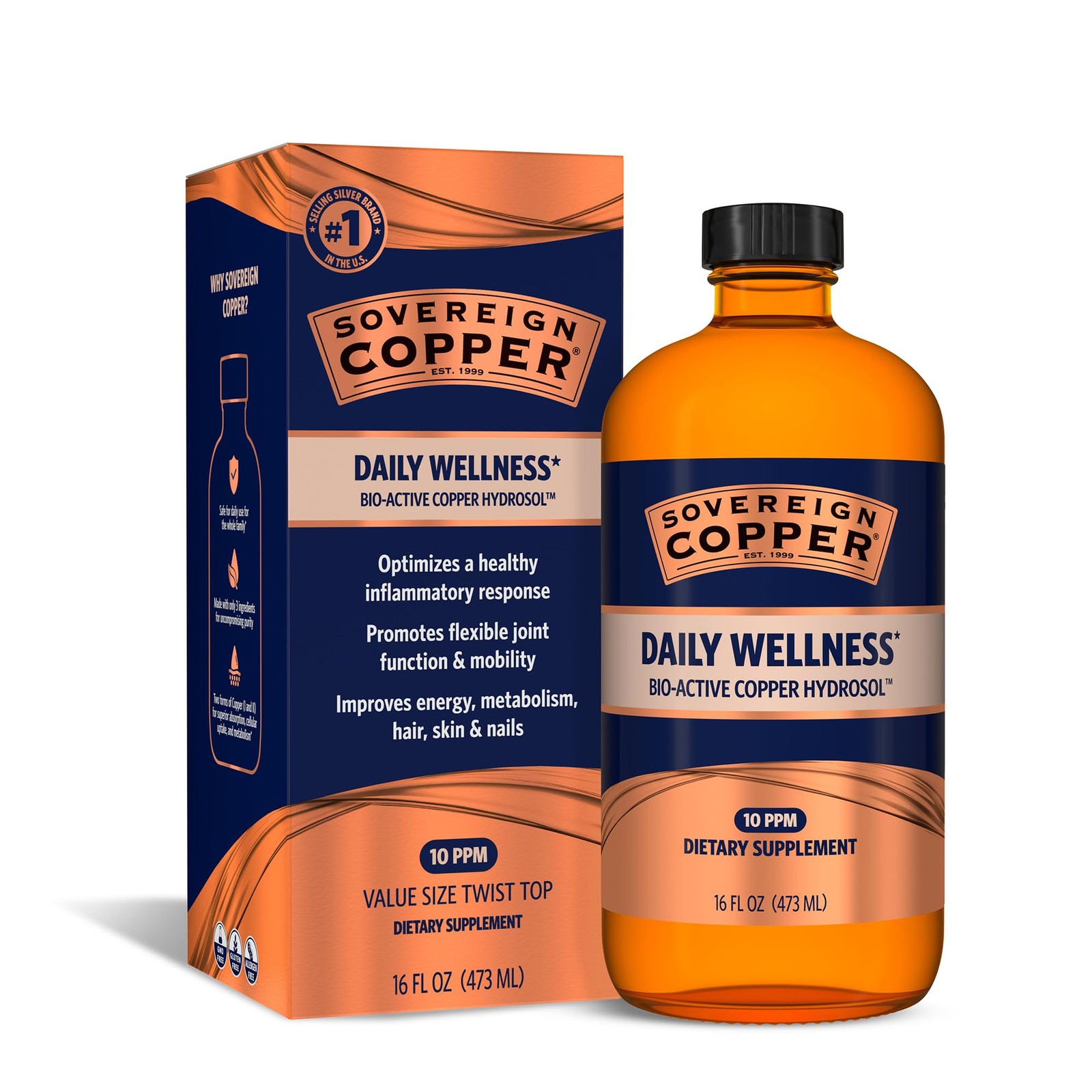Bio-Active Copper Hydrosol, Daily+ 4-in-1 Wellness for Joint, Bone, Hair, Ski…