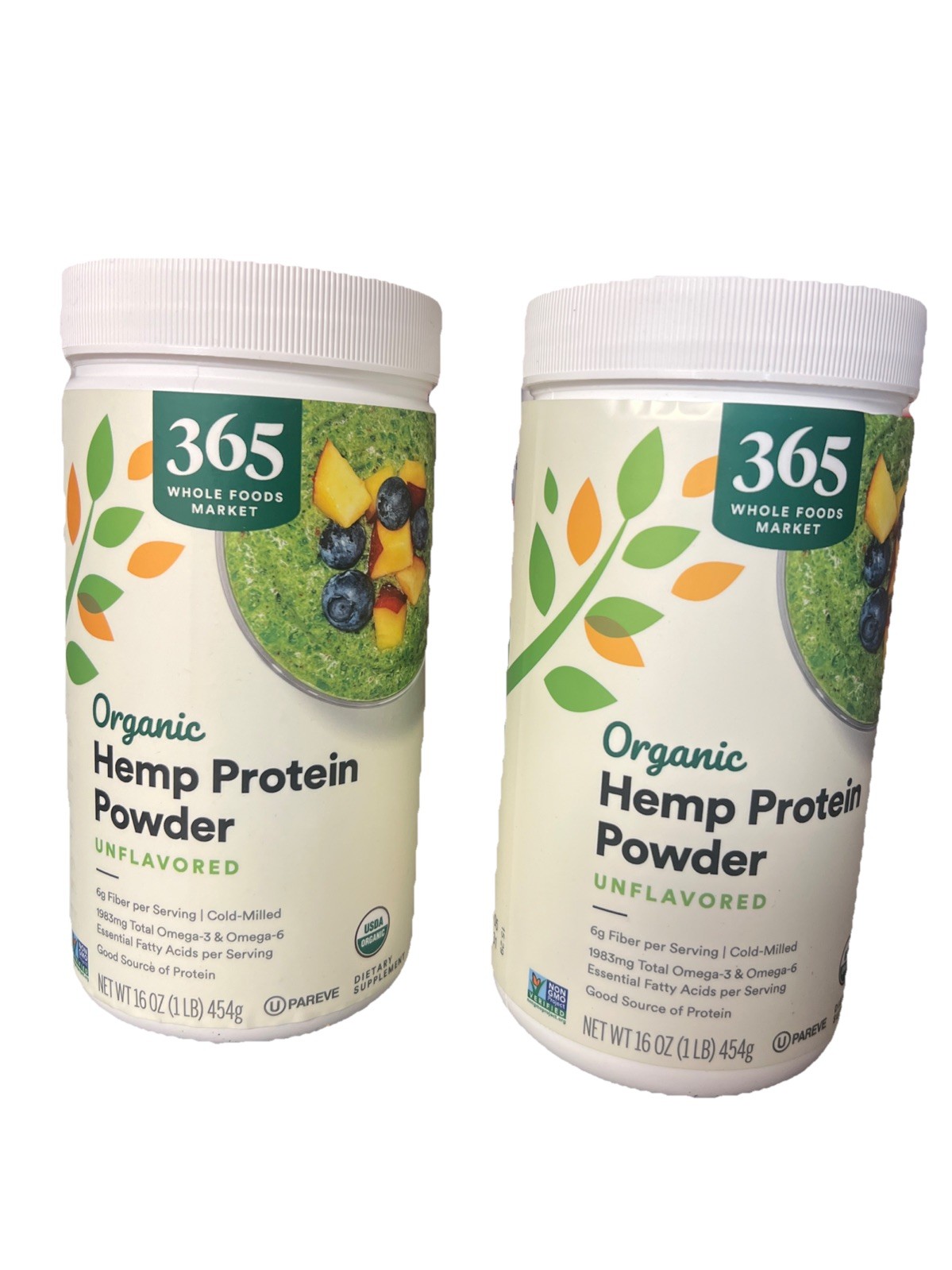 2 PK 365 Whole Foods Organic Hemp Protein Powder, 16 Ounce Exp 12/26