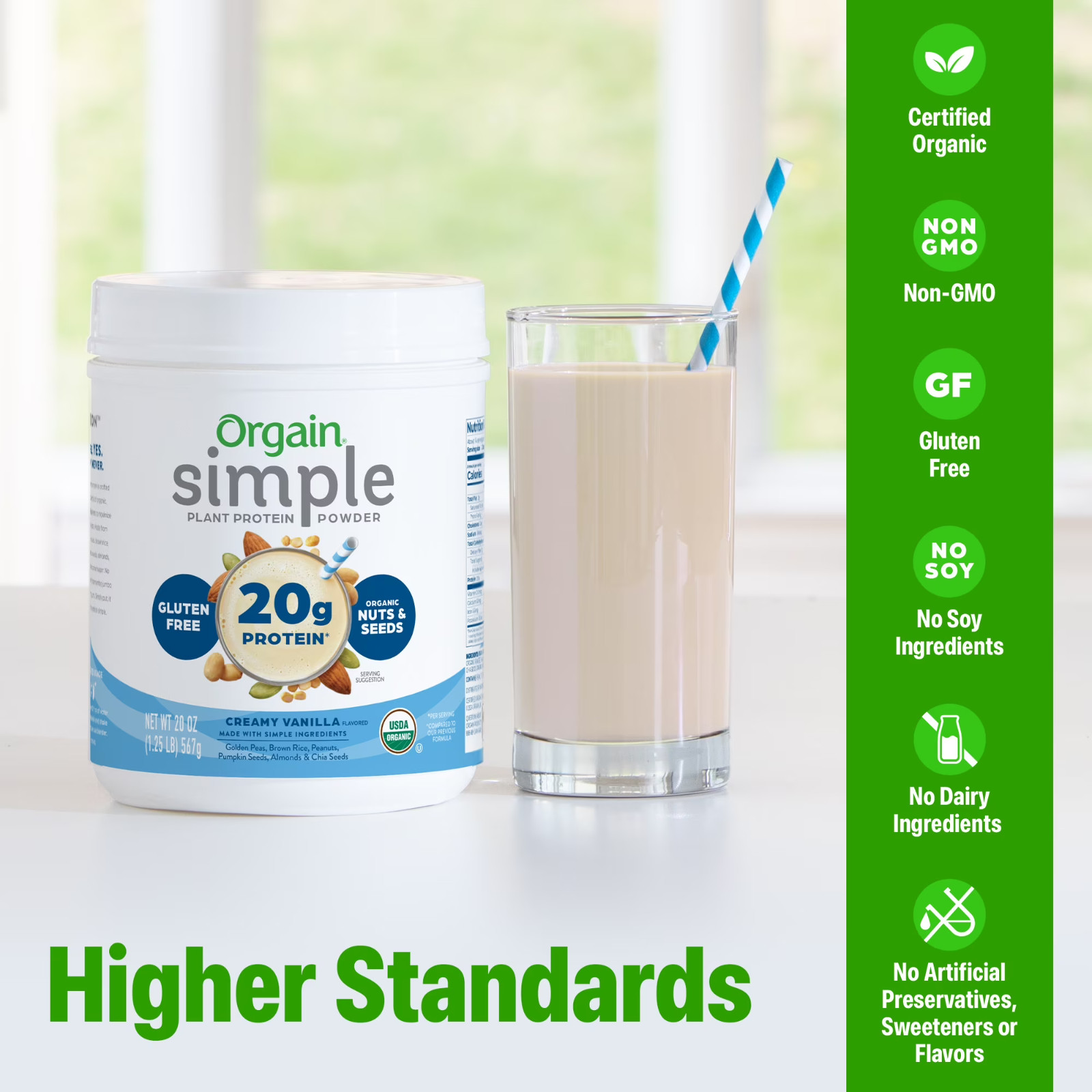 Orgain Simple Organic Vegan Protein Powder Vanilla 20g Protein 1.25 lb