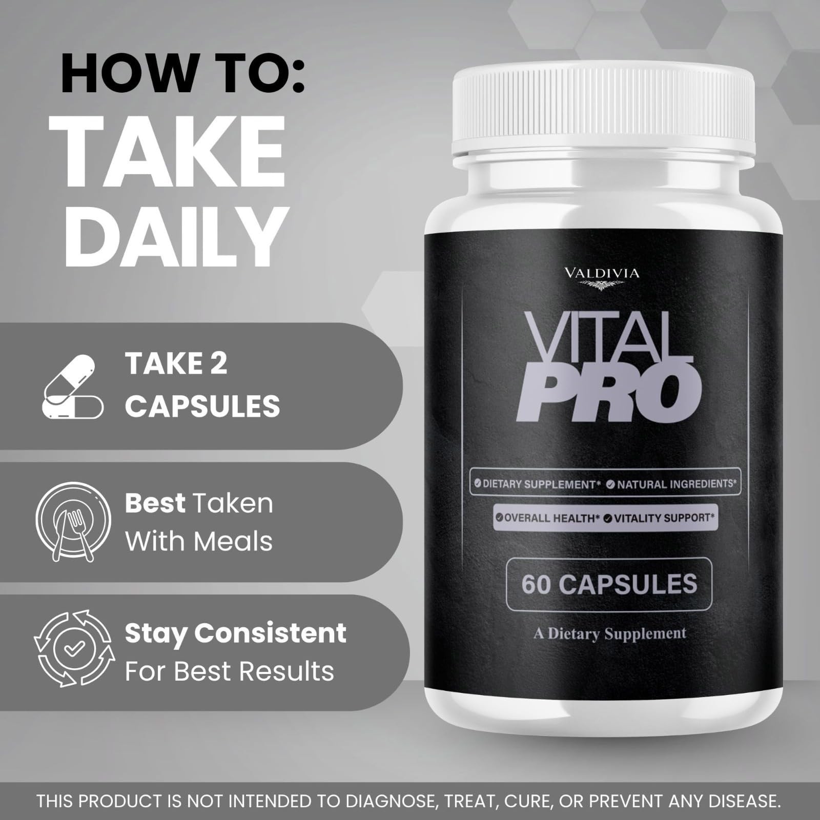 VitalPro Men Daily Wellness Supplement Capsules Energy Strength 1 Pack 60Ct
