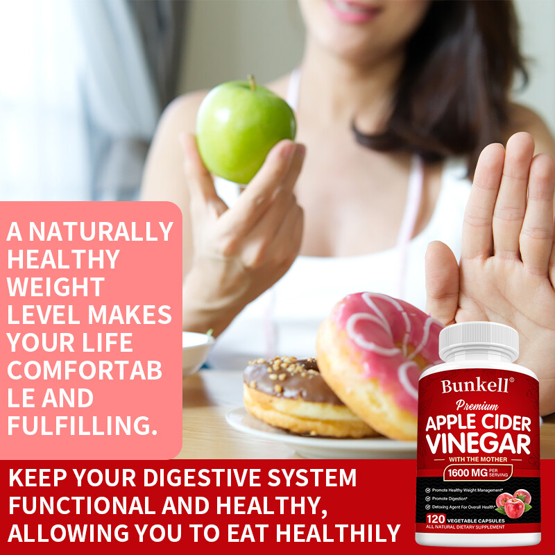 Apple Cider Vinegar Capsules 1600mg with The Mother for Weight Loss and Energy
