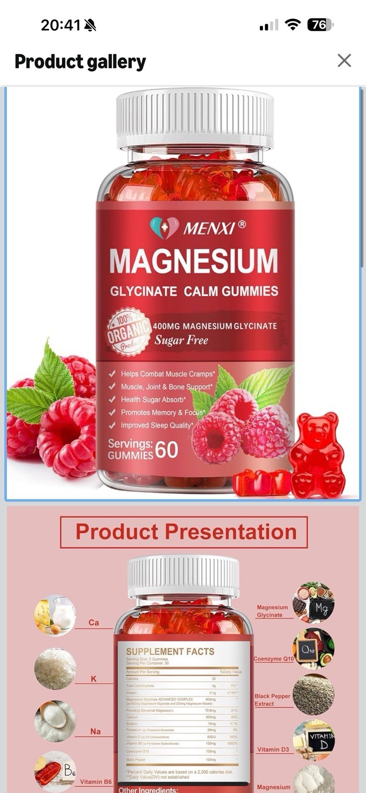 Magnesium Gummies 600mg per Serving-Magnesium Glycinate 400mg and Magnesium M…