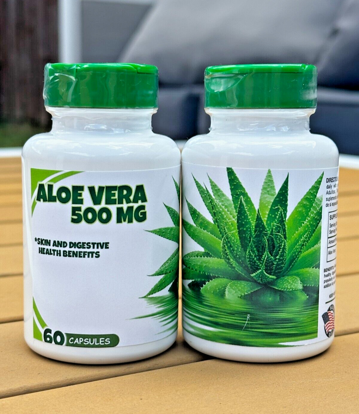 2 Aloe Vera 500mg Extract Capsules Detox Cleaning & Digestive Belly Support Pill