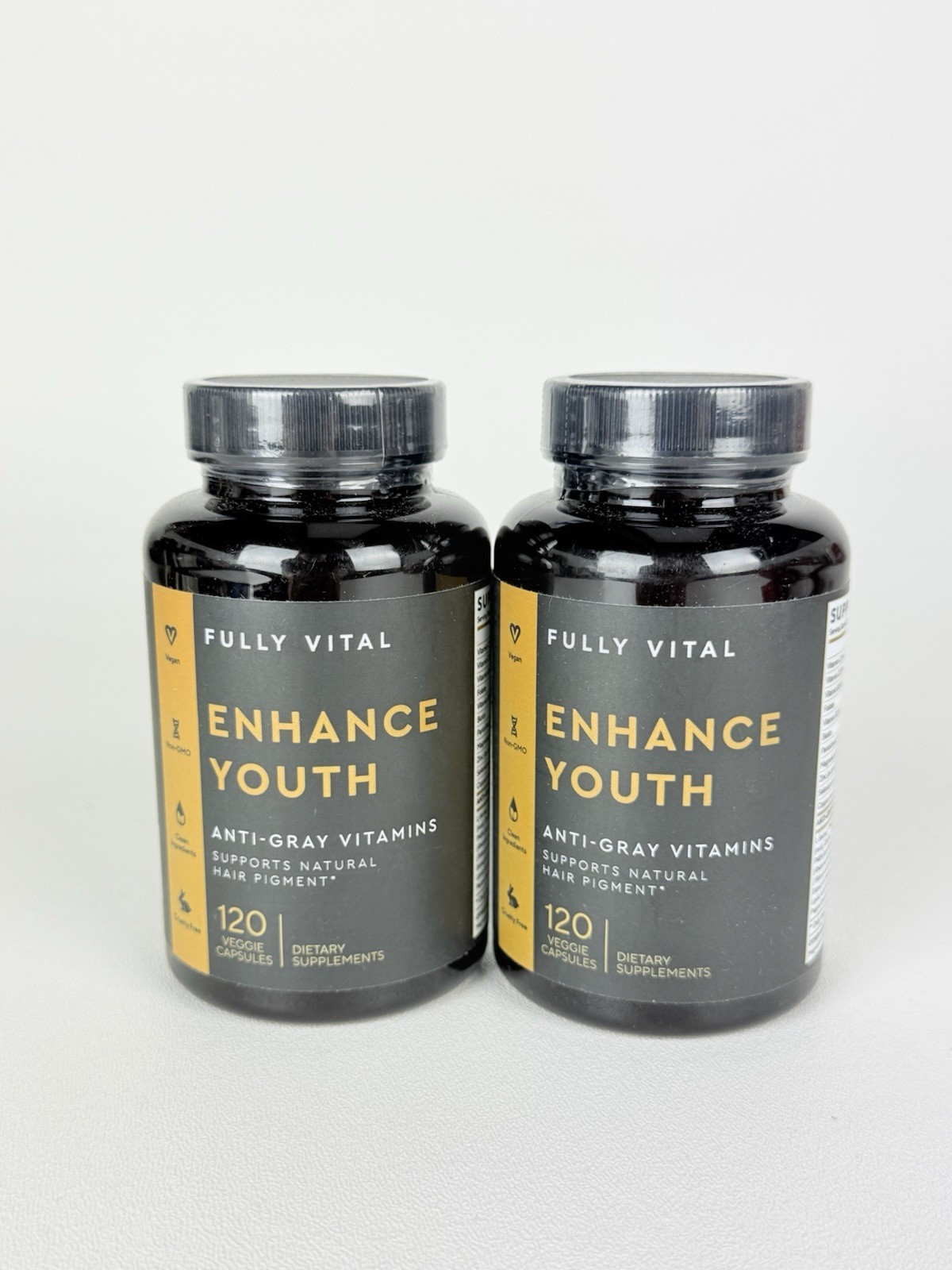 Fully Vital Enhance Youth ANTI-GRAY VITAMINS 120 Viggie Capsules 2-Pack