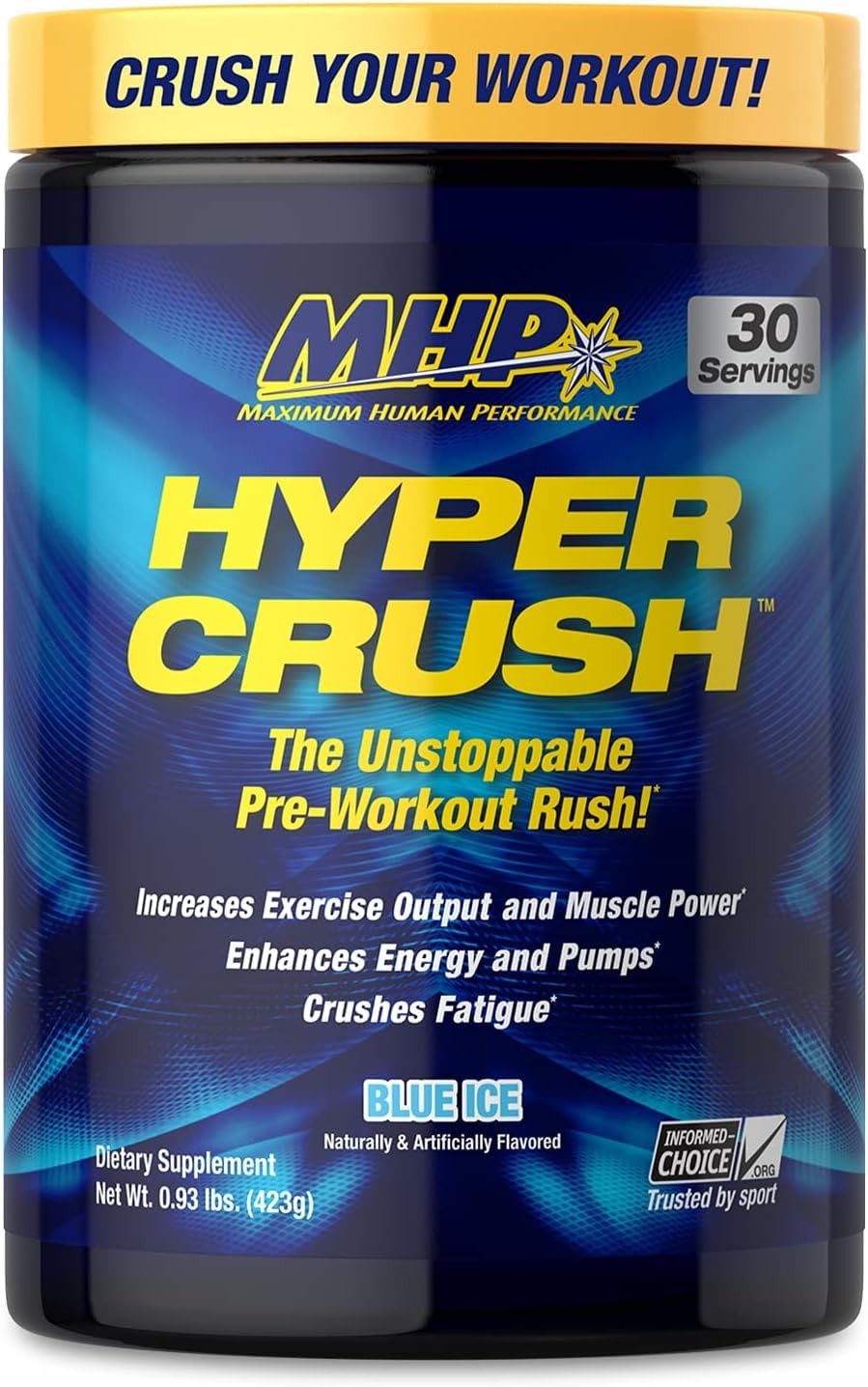 Maximum Human Performance MHP HYPER CRUSH 0.93 Pound (Pack of 1), Blue Ice