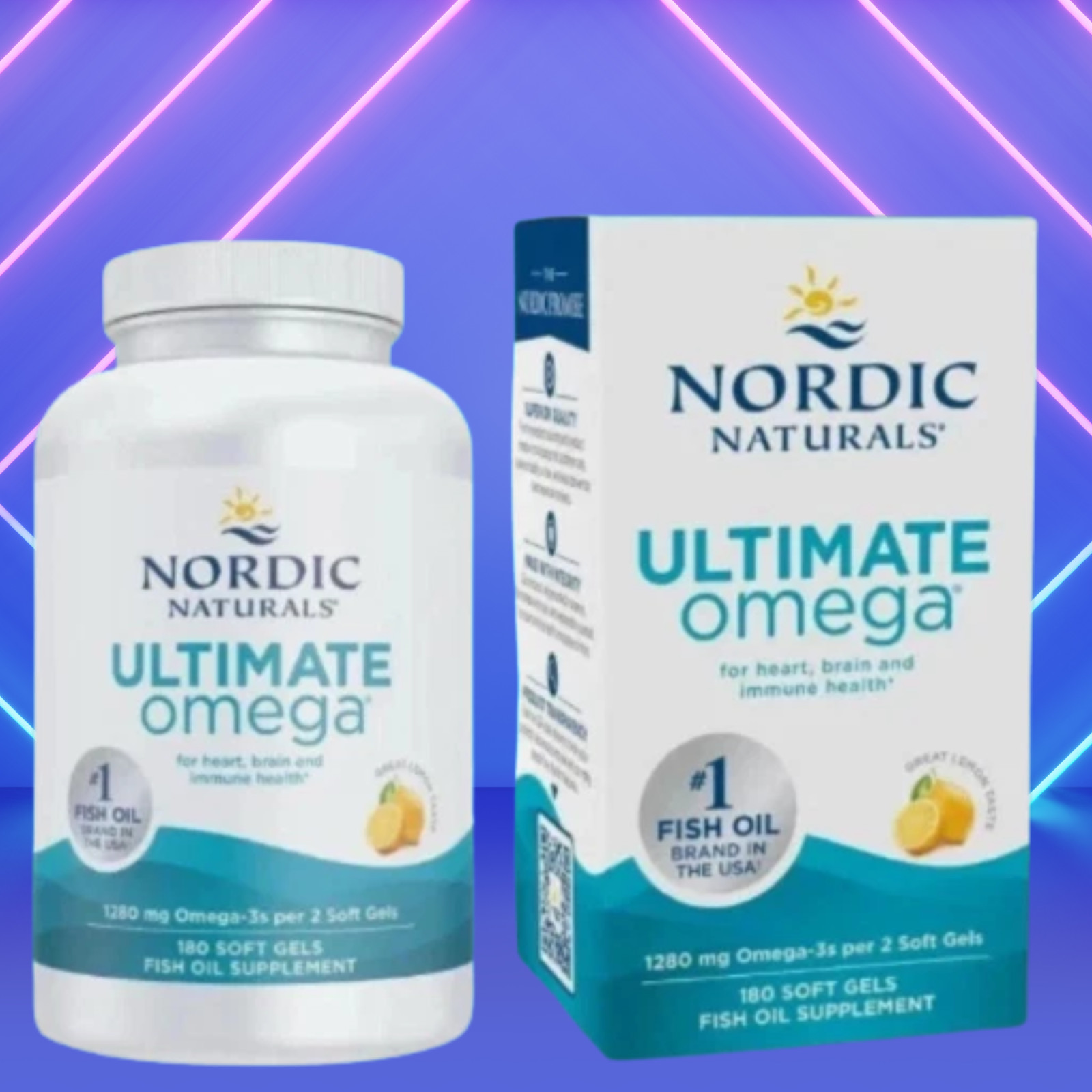 Lemon Flavor Ultimate Omega – Nordic Naturals, 1280 mg, 180 Count, Exp july 2027